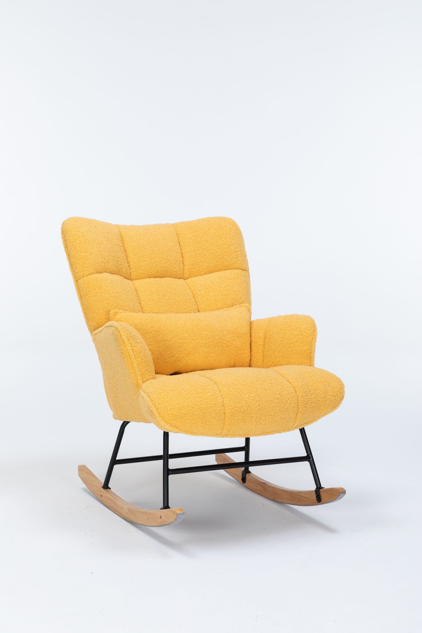 Rocking Chair Nursery, Teddy Upholstered Glider Rocker With High Backrest, Reading Chair Modern Rocking Accent Chairs Glider Recliner For Living Room - Yellow - Best Buy Furniture