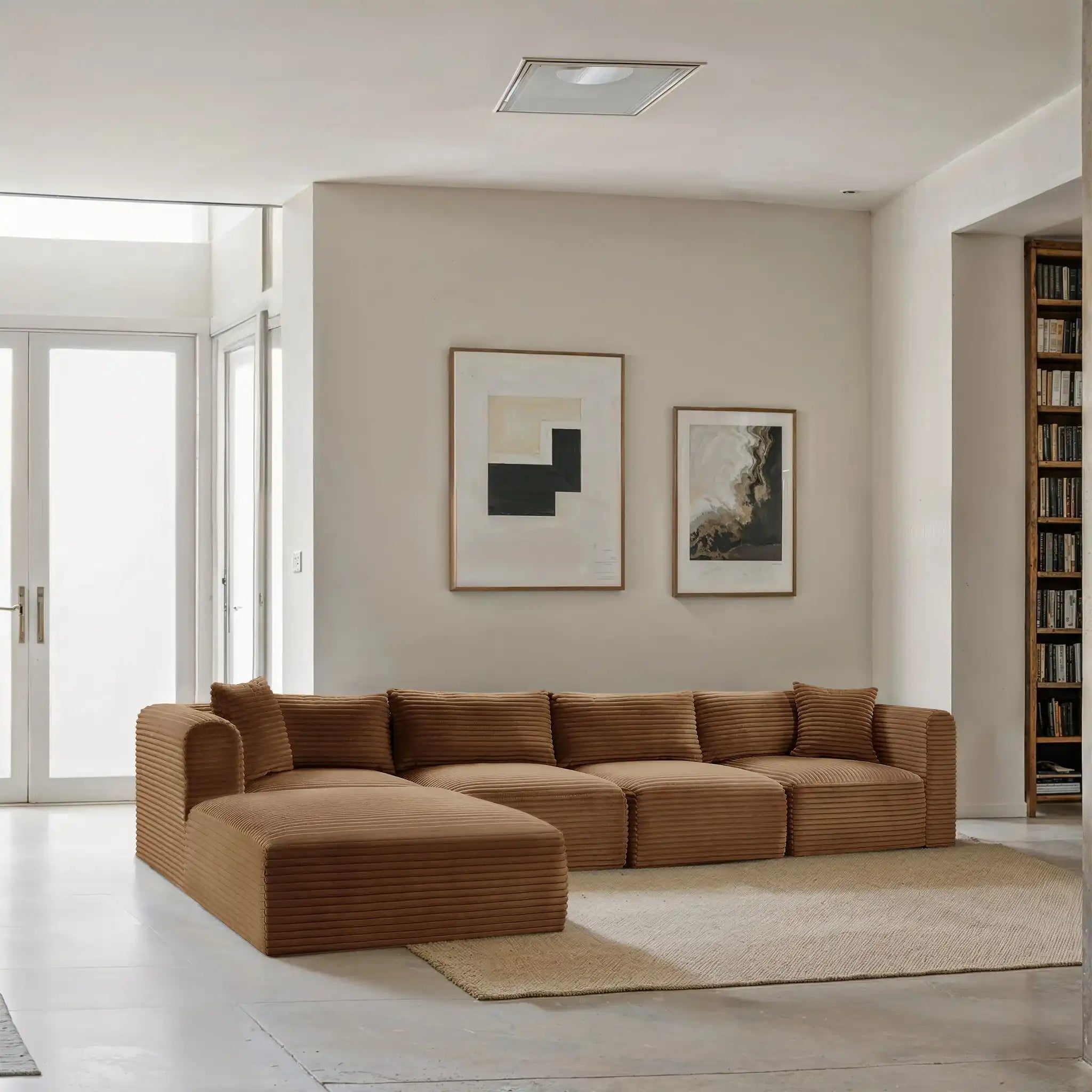 Shaggy - Fabric 5 Piece Modular Sectional With Ottoman