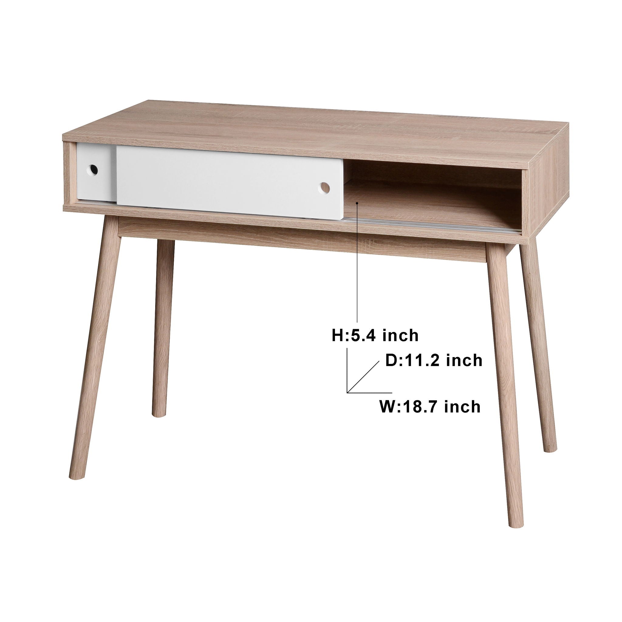 Rustic Entryway Console Table With Sliding White Doors And Wood Legs - Natural