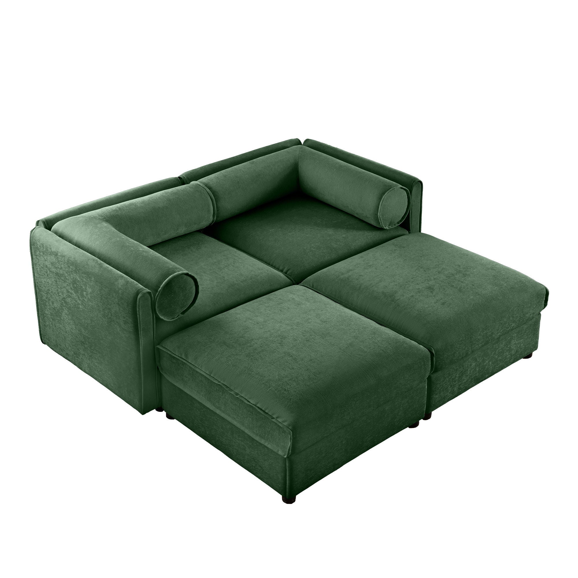 Contemporary Elegant White Chenille Sofa With Storage And Ottoman