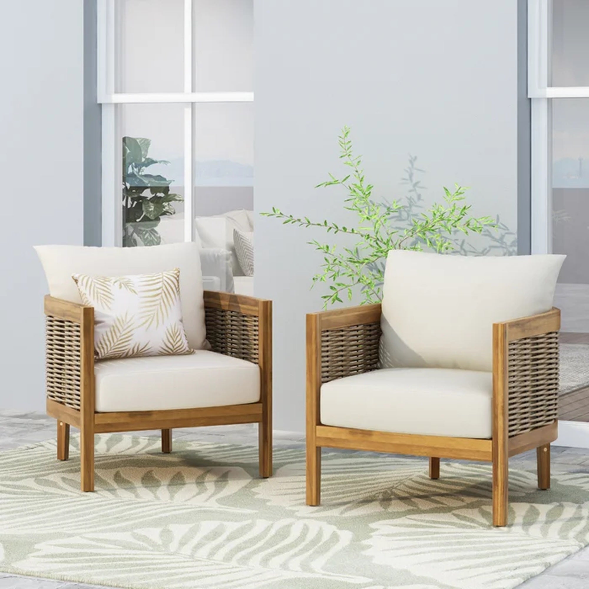 Handcrafted Acacia Club Chairs- Set of 2