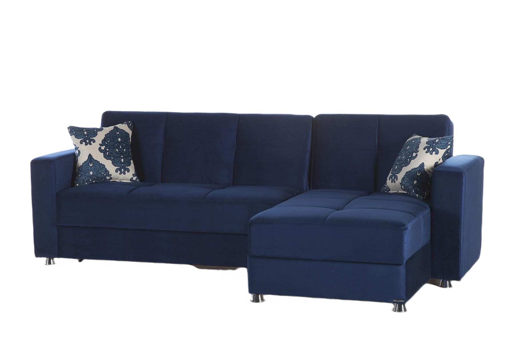 Side view of the Elegant Sectional highlighting its sleek design and plush velvet fabric.