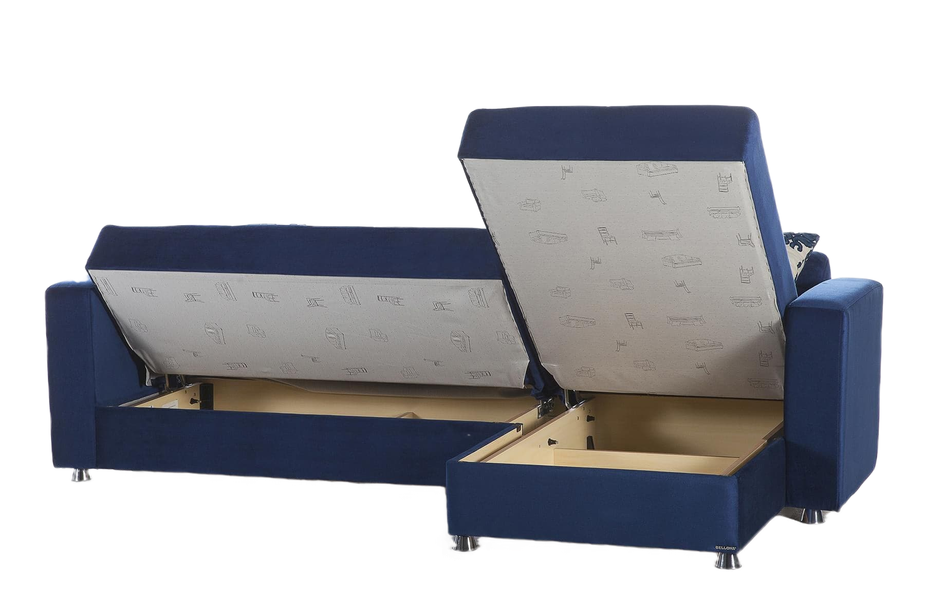 Built-in storage compartment in the Elegant Sectional for added functionality.