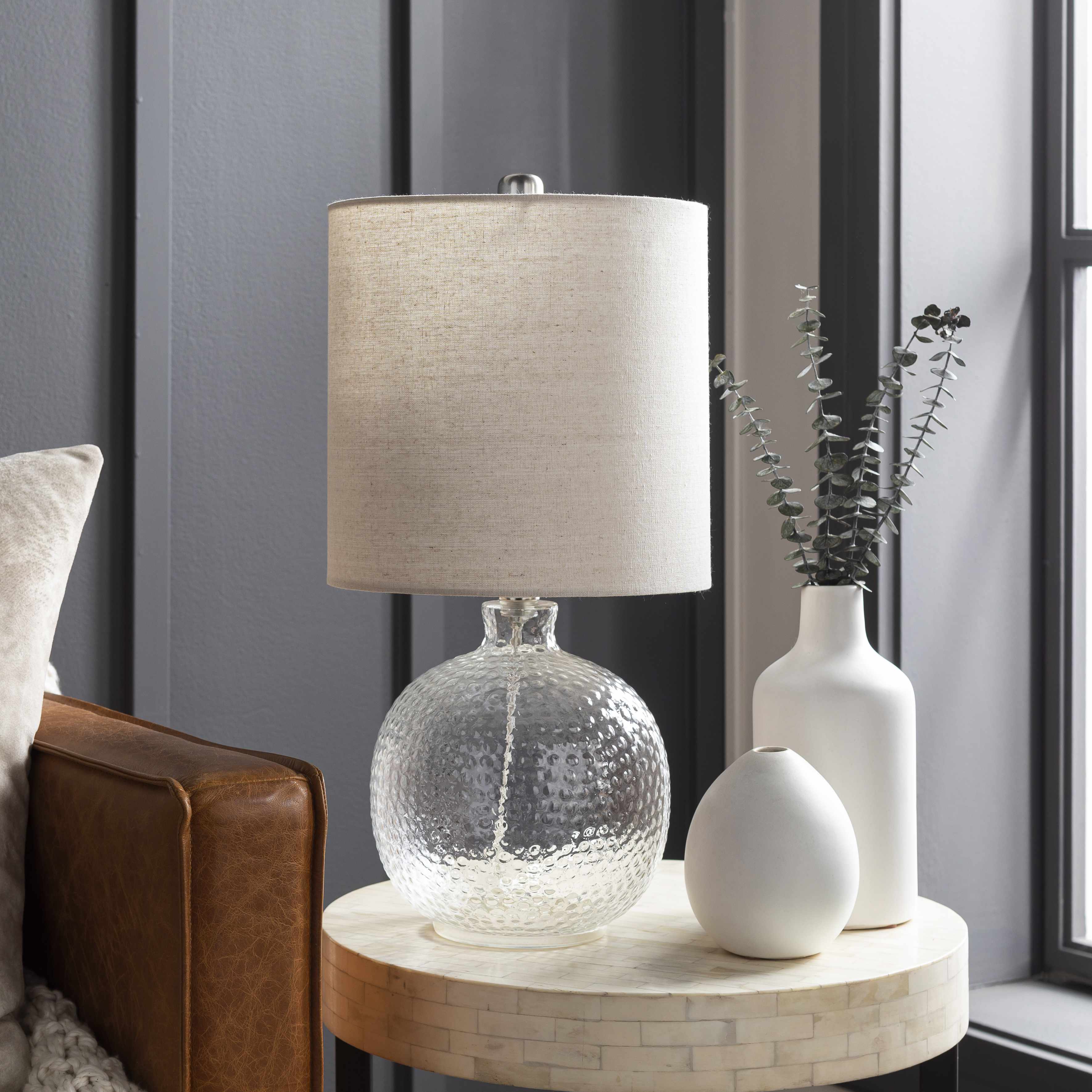 Enetai Glass White Table Lamp