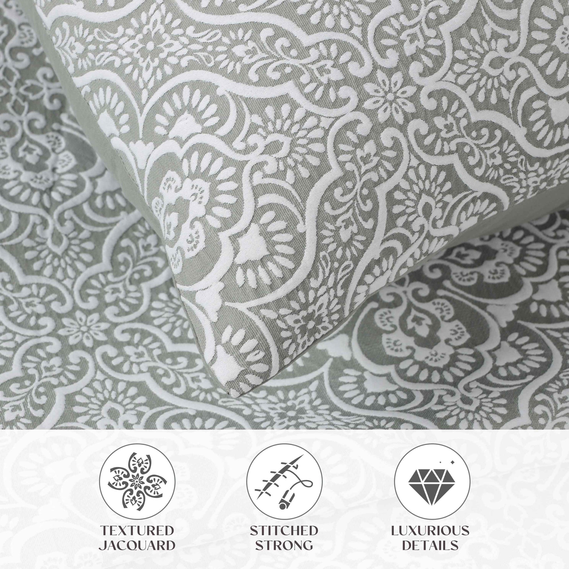 Enzy Medium Weight Floral Matelasse 3 Piece Bedspread Pillow Sham Set - Bedspread by Superior Brand