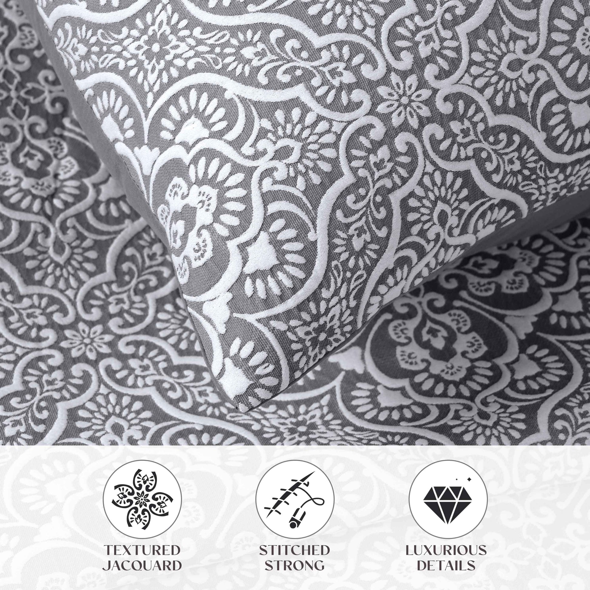 Enzy Medium Weight Floral Matelasse 3 Piece Bedspread Pillow Sham Set - Bedspread by Superior Brand