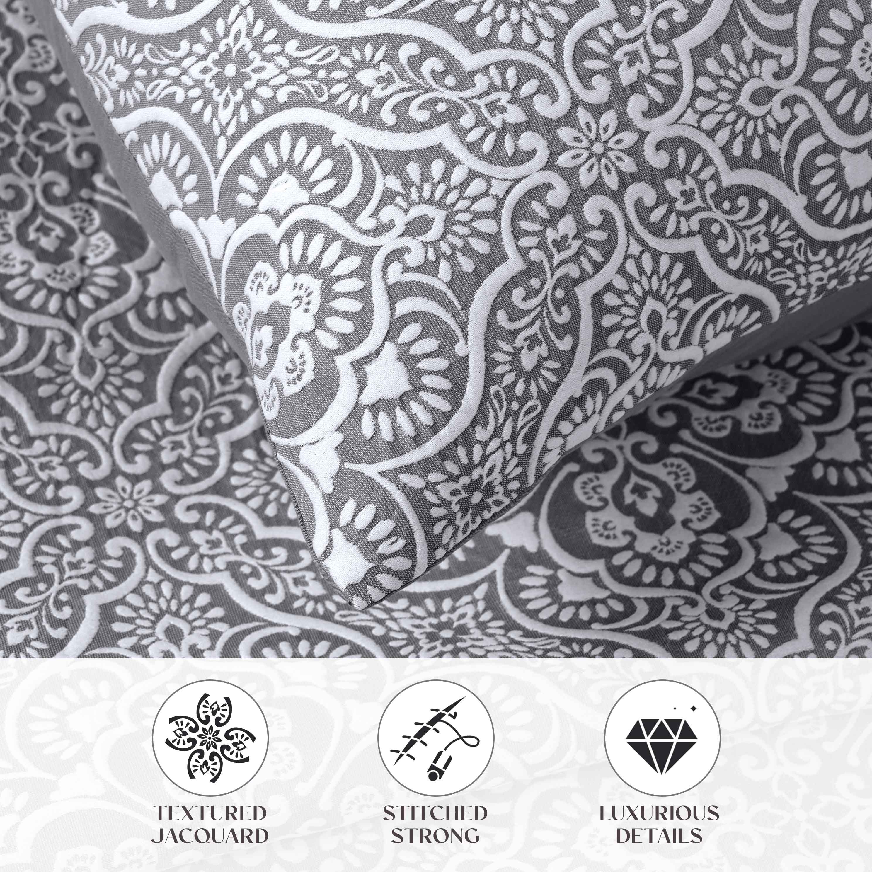 Enzy Medium Weight Floral Matelasse 3 Piece Bedspread Pillow Sham Set - Bedspread by Superior Brand