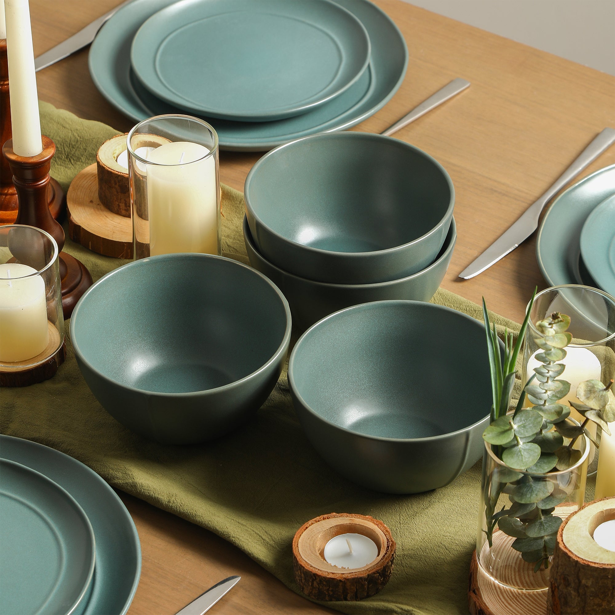 Infinity Stoneware Dinnerware Set - Green