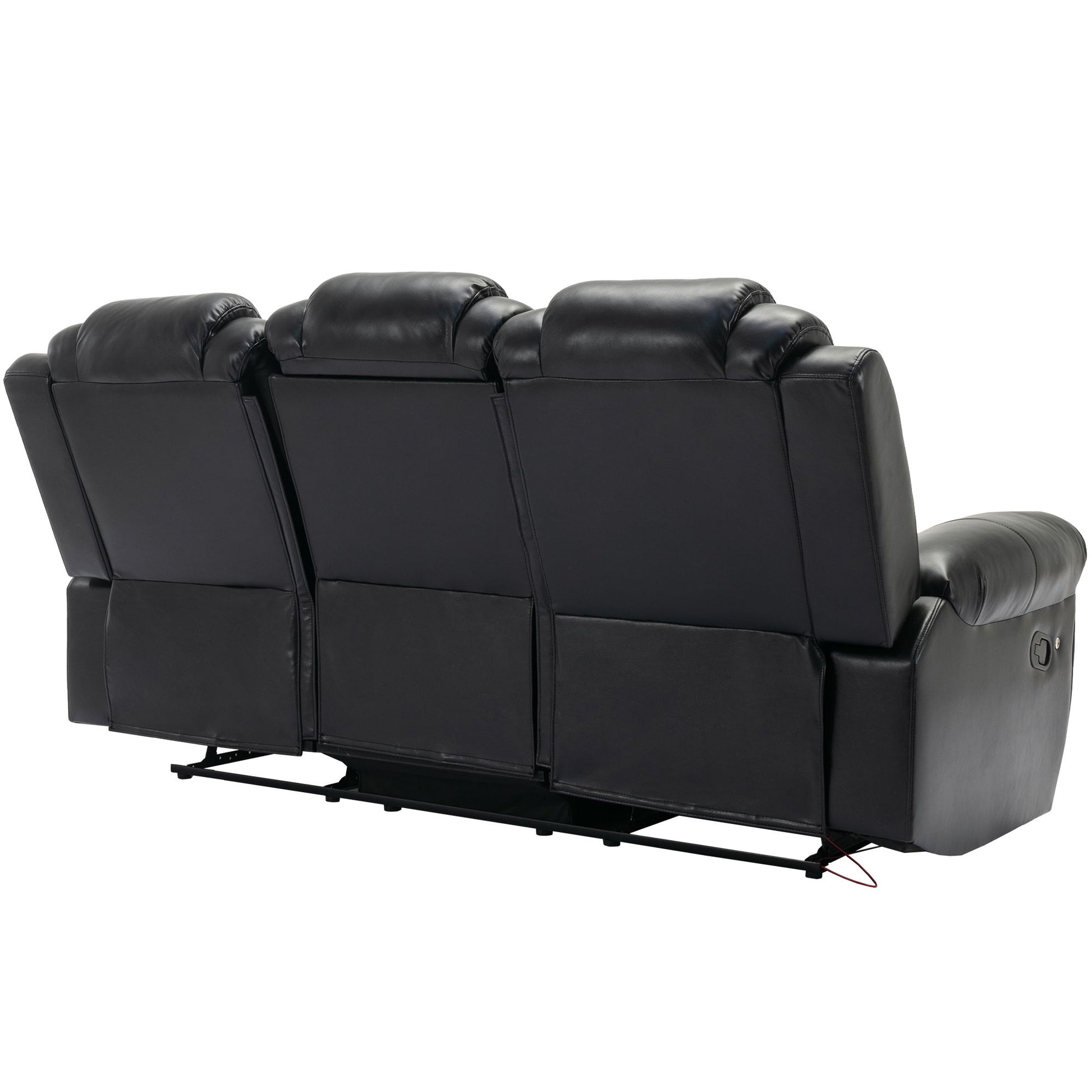 3 Pieces Recliner Sofa Sets Home Theater Seating Manual Recliner Chair With Center Console And LED Light Strip For Living Room - Best Buy Furniture