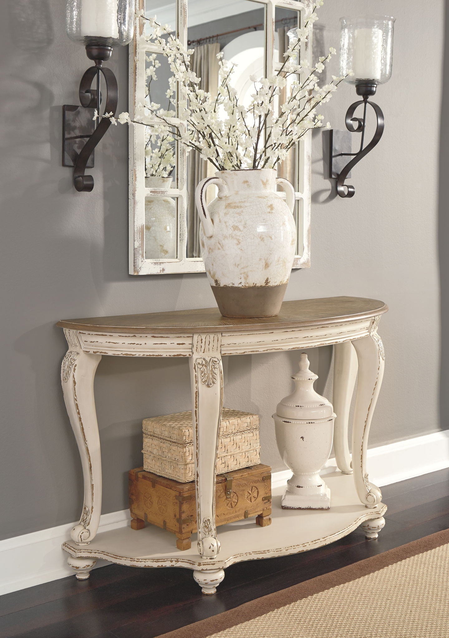 Realyn - Sofa Table - White / Brown - Best Buy Furniture