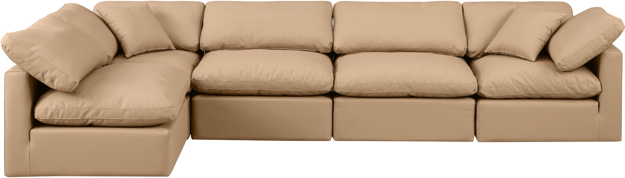 Indulge - Faux Leather 5 Piece Modular Sectional - Tan