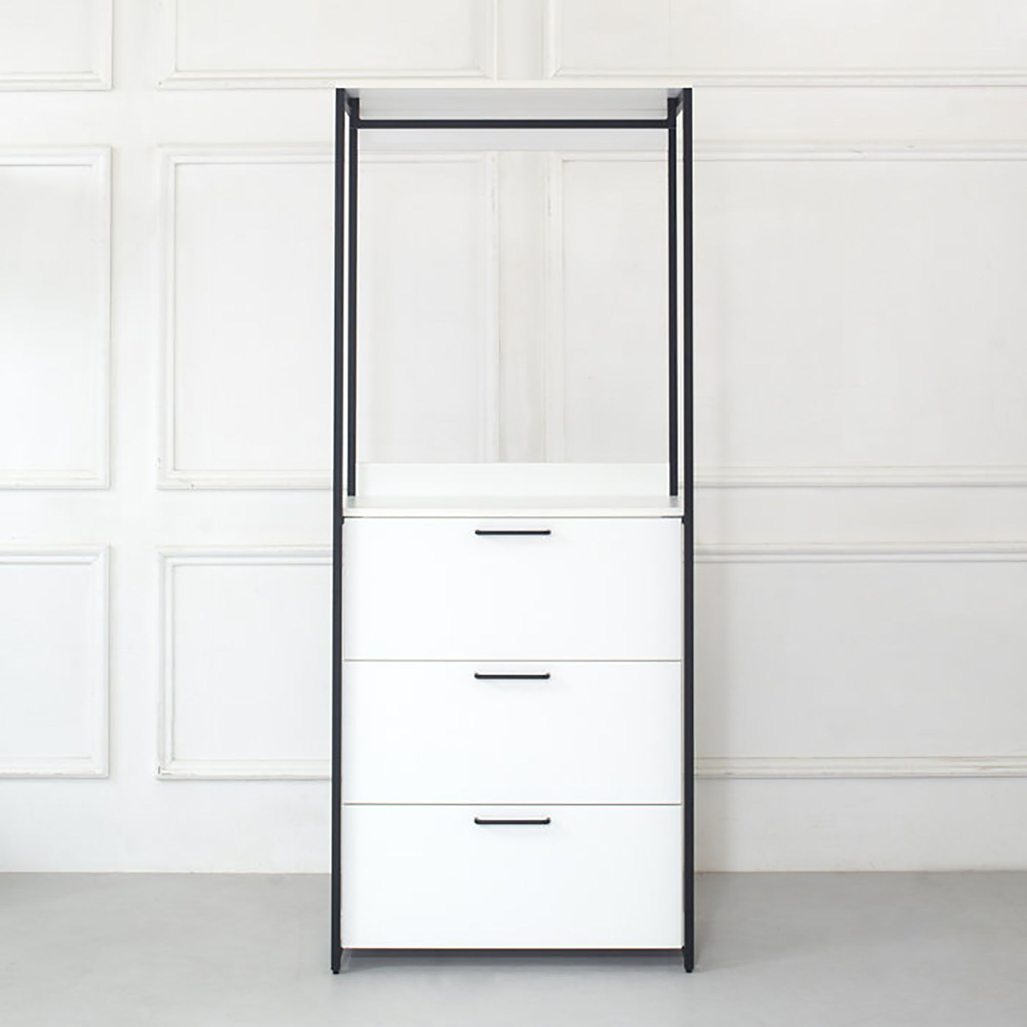 Fiona - Freestanding 3 Tower Wood Closet System With Metal Frame 7 Shelf Walk - White