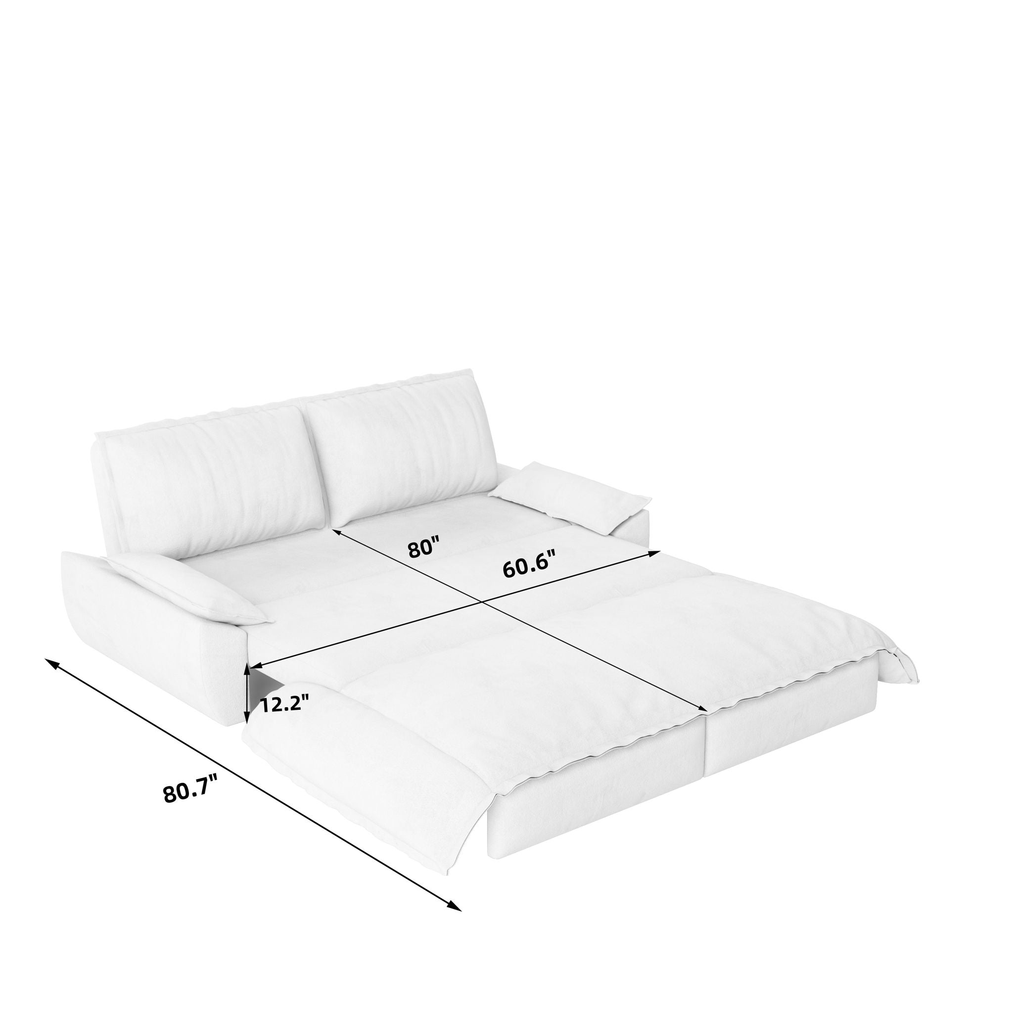 Queen Pull Out 3 In 1 Convertible Sleeper Sofa With Side Storage