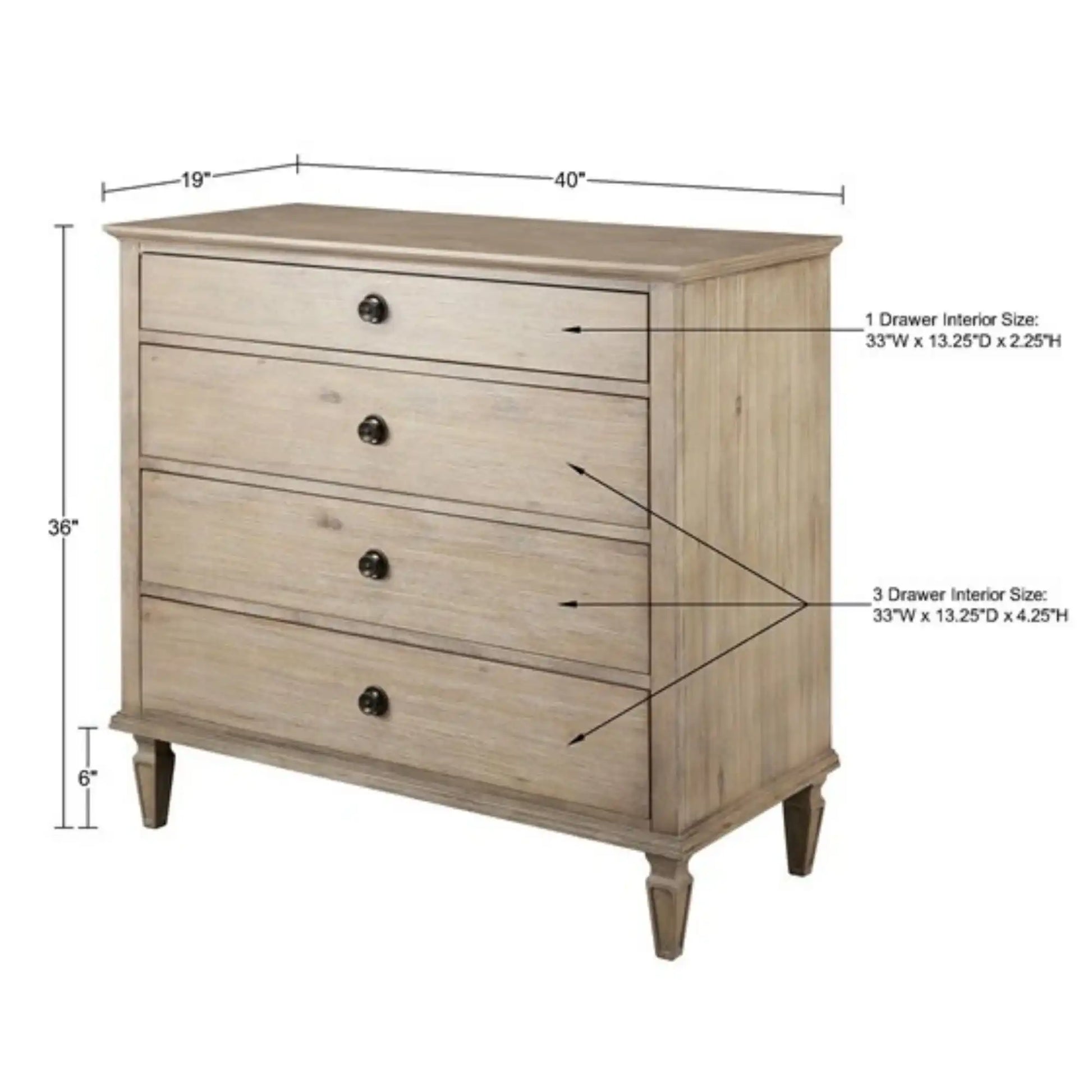 French Inspired Small Dresser - Wire Brushed Light Natural - Best Buy Furniture
