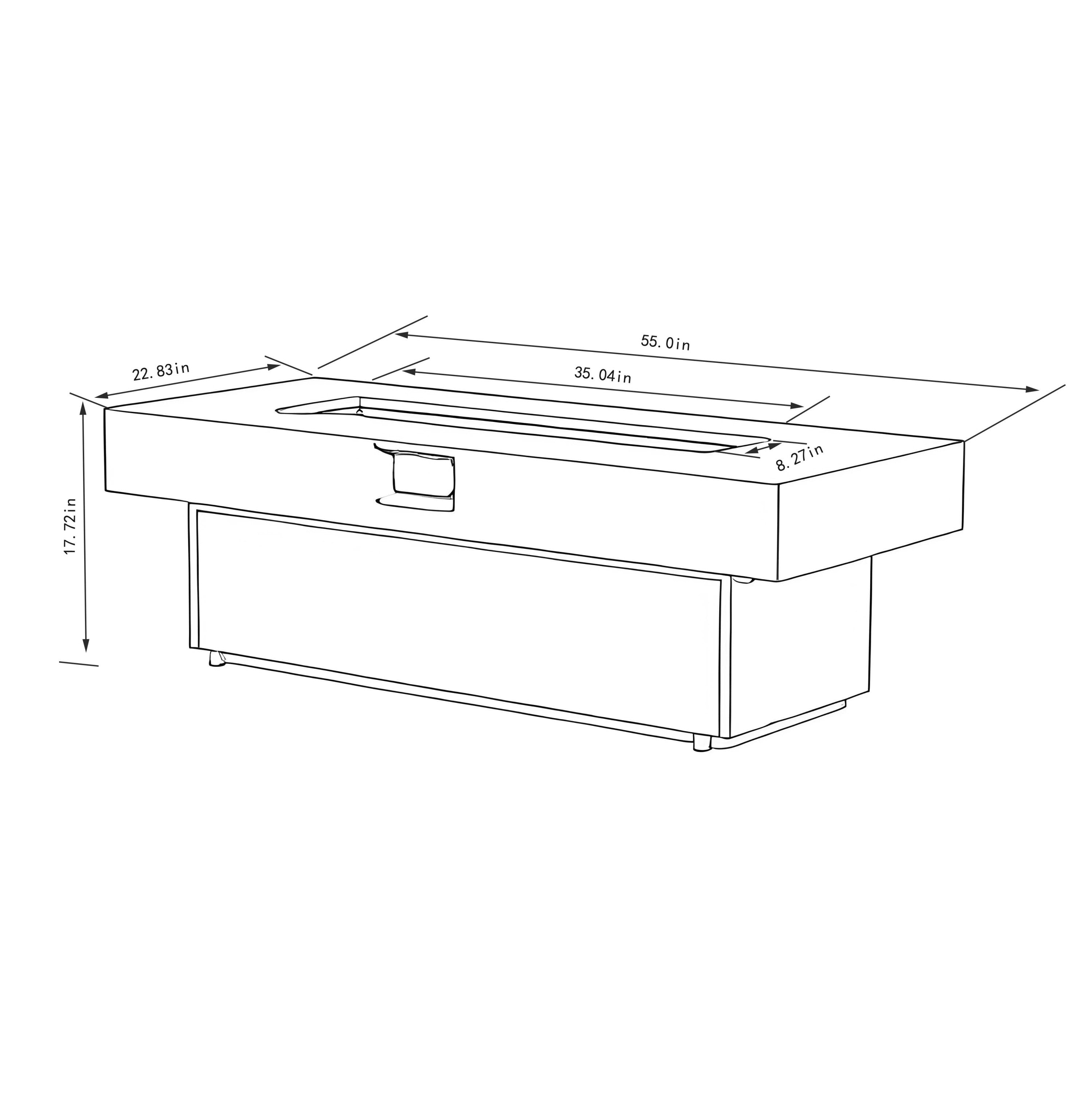Tabletop Propane Fire Pits 55 x 23 in, 50,000 BTU Outdoor Firepit Table