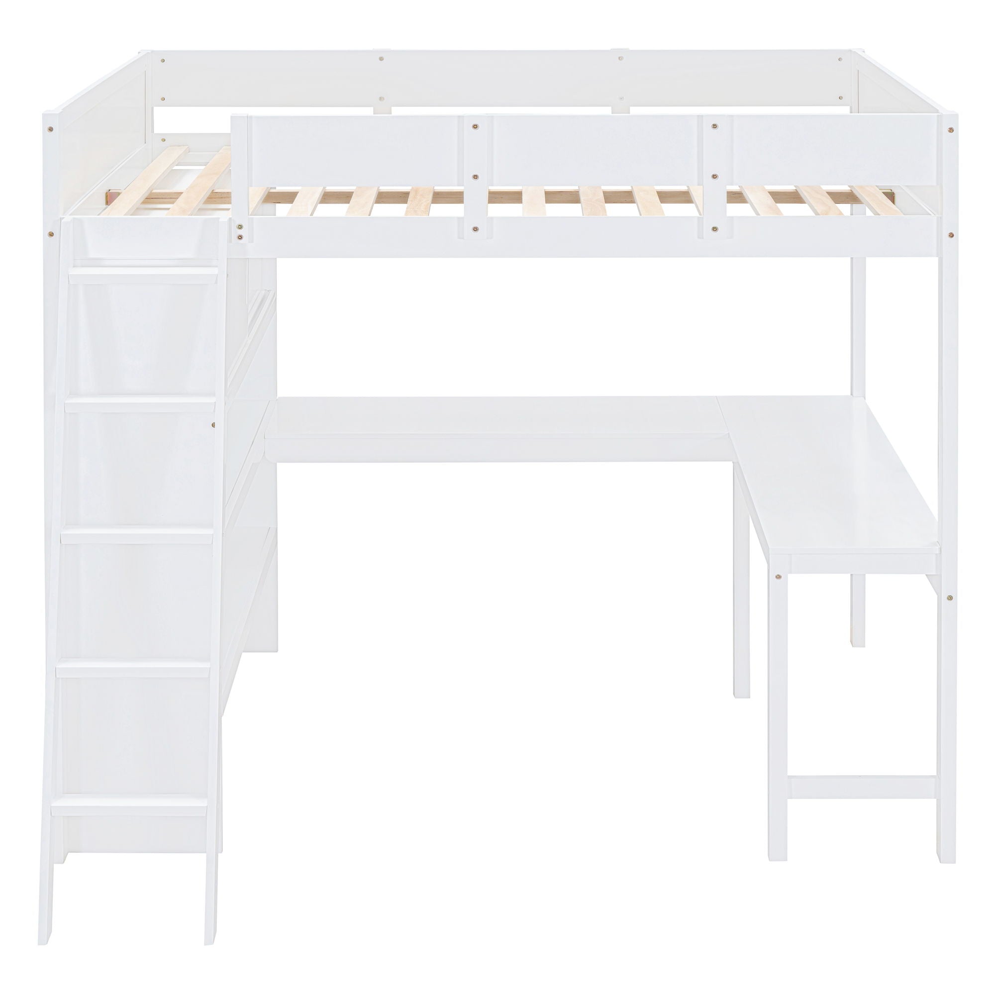 Modern Loft Bed With Desk And Shelves