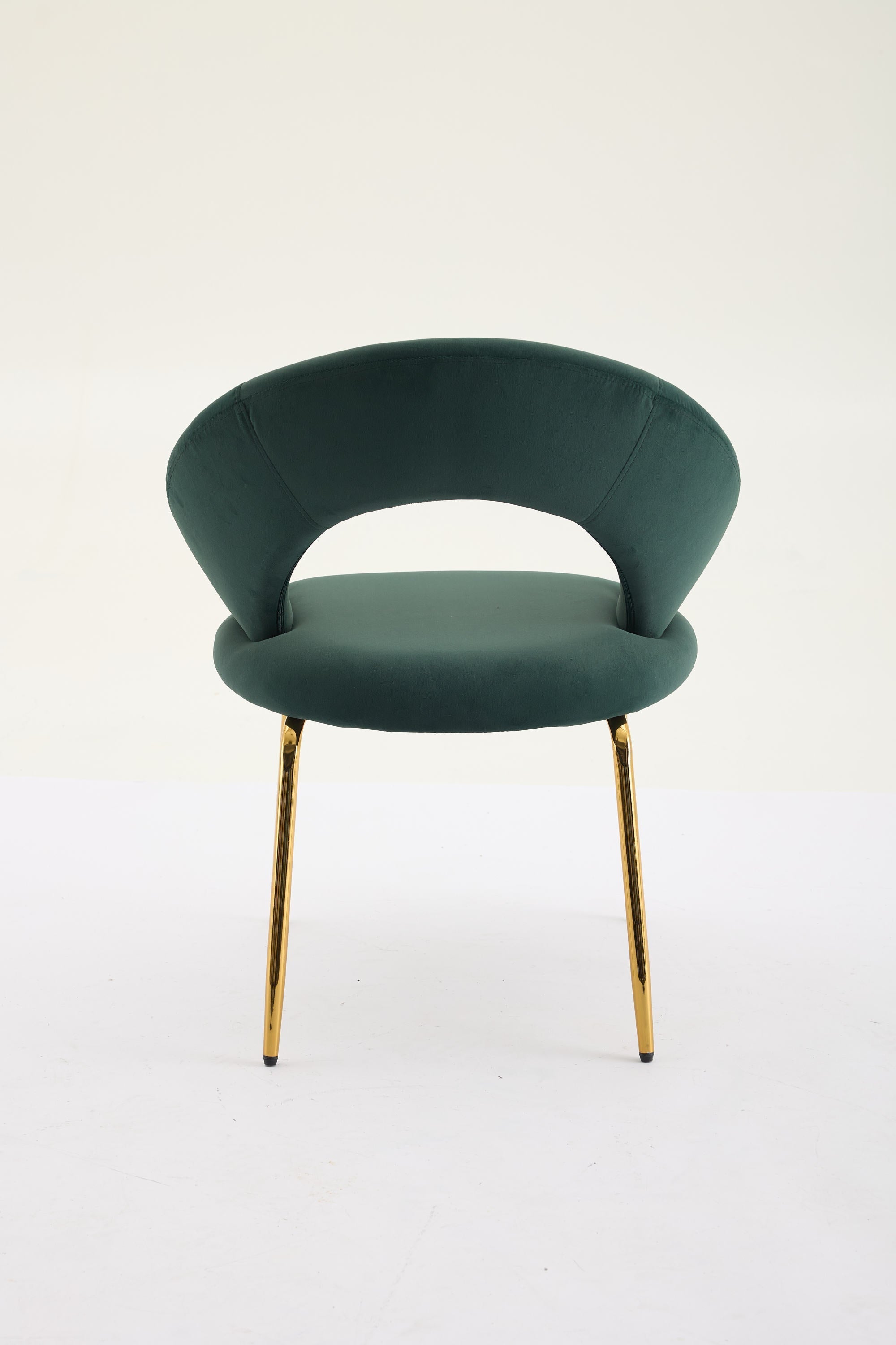 Velvet Fabric Dining Chair with Curved Backrest and Golden Metal Legs