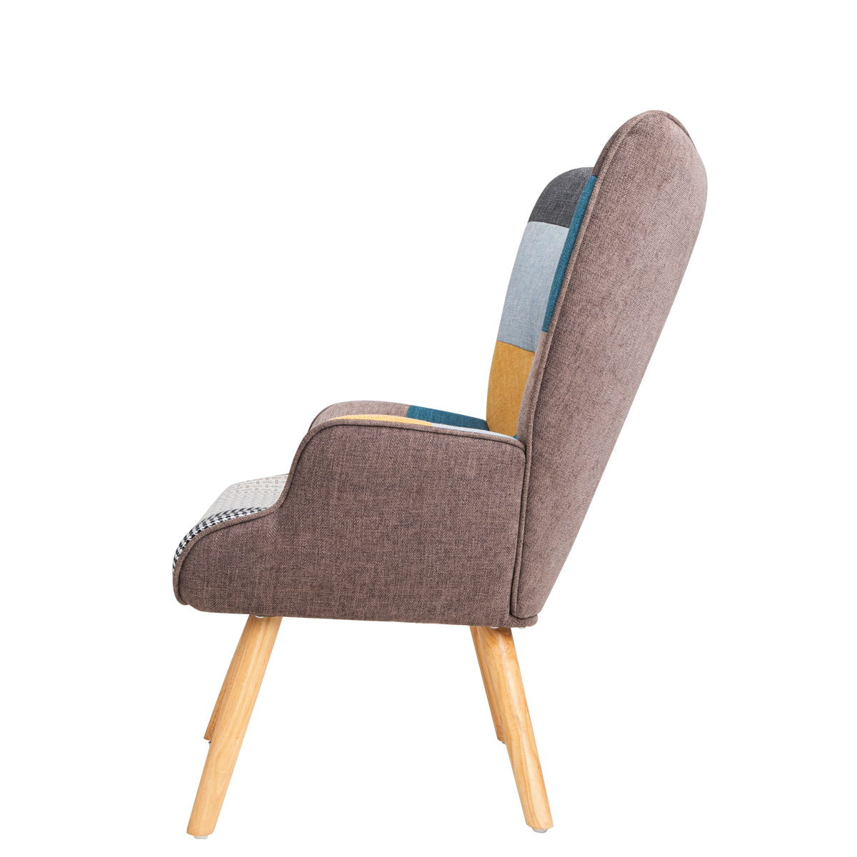 Accent Chair With Ottoman, Living Room Chair And Ottoman Set, Comfy Side Armchair For Bedroom, Creative Splicing Cloth Surface - Colorful