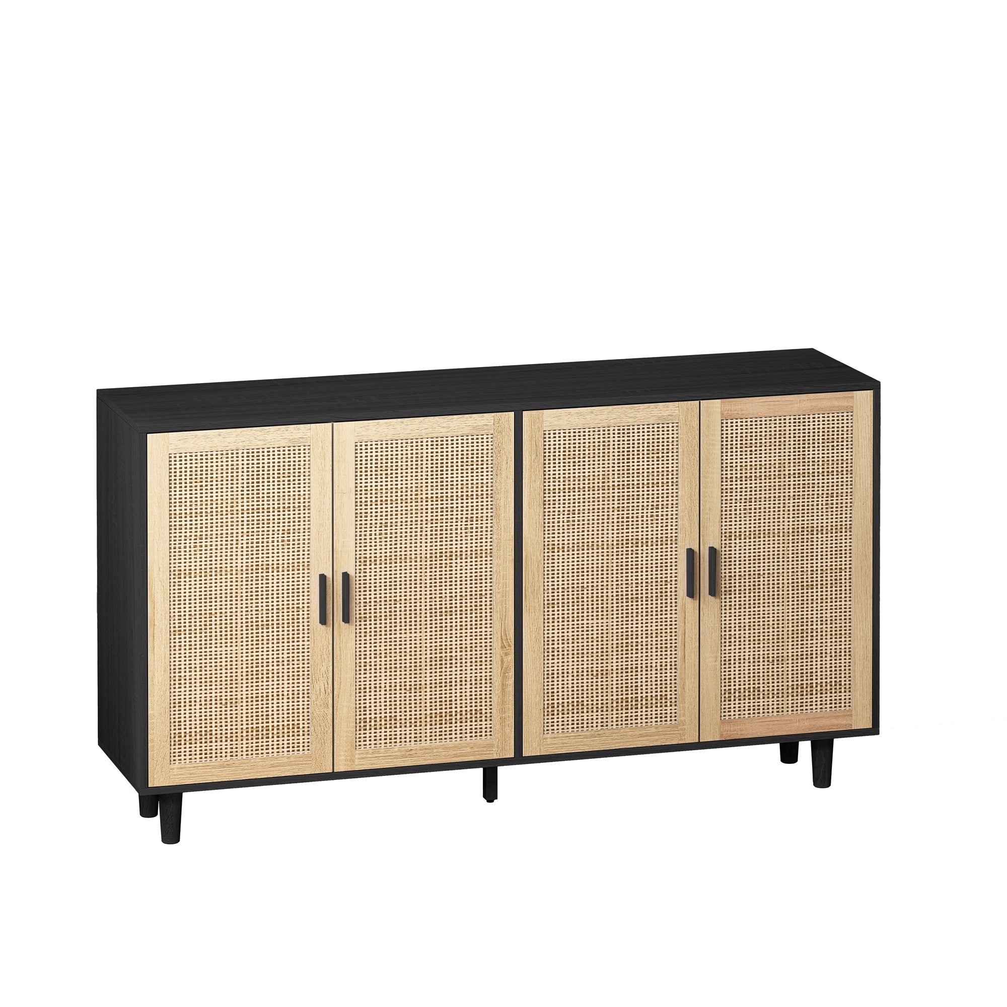 Elegant and Functional 4-Door Rattan Decorative Storage Cabinet