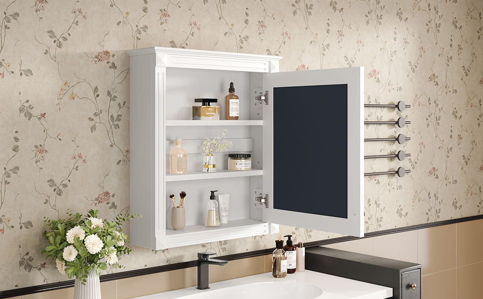 Wall Mounted Bathroom Storage Cabinet With Mirror, Medicine Cabinet With Height Adjustable Shelf