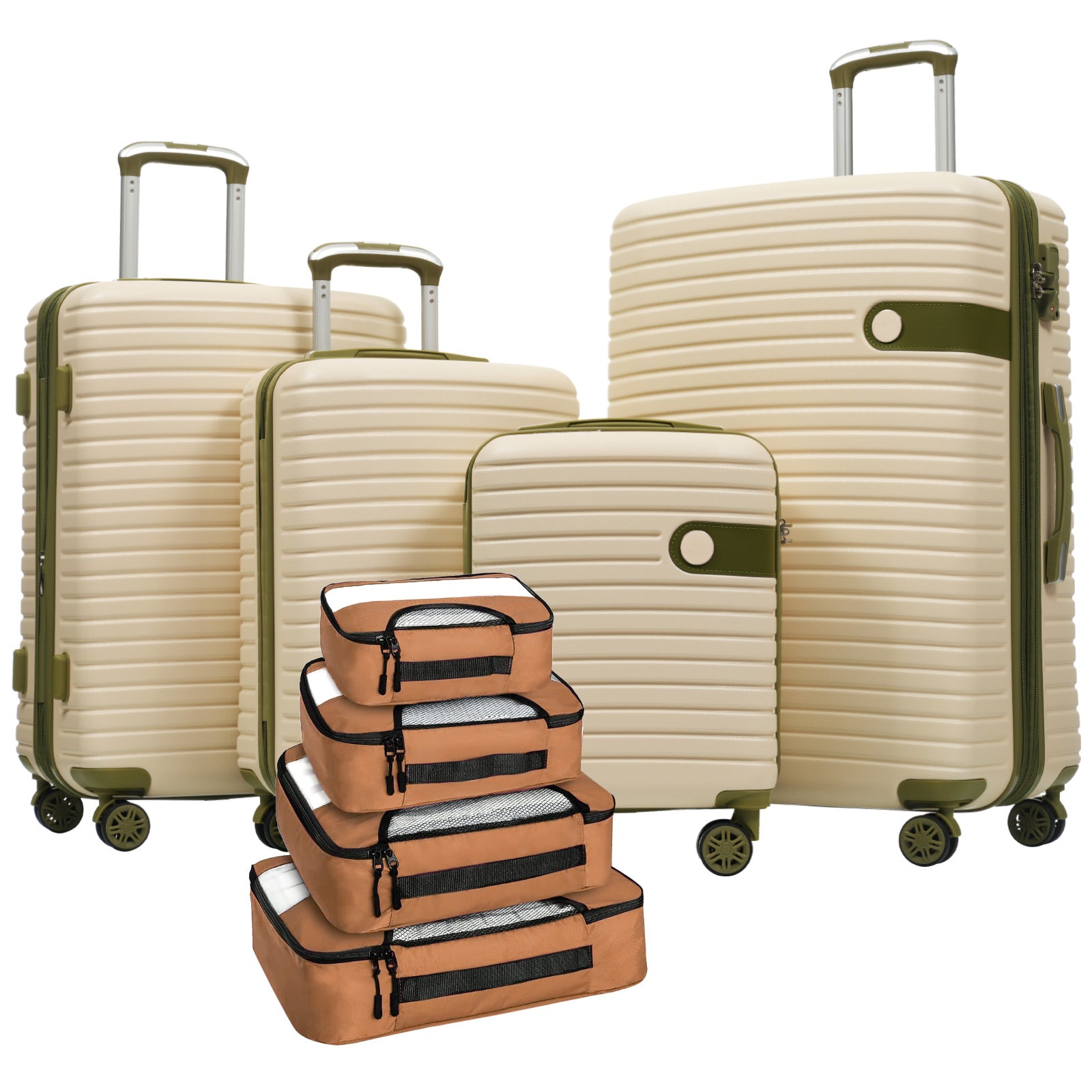4 Piece Luggage Set Suitcase Set, ABS Hard Shell Lightweight Expandable Travel Luggage with 4 Packing Cubes, TSA Lock, Spinner Wheels for Men Women(16/20/24/28)