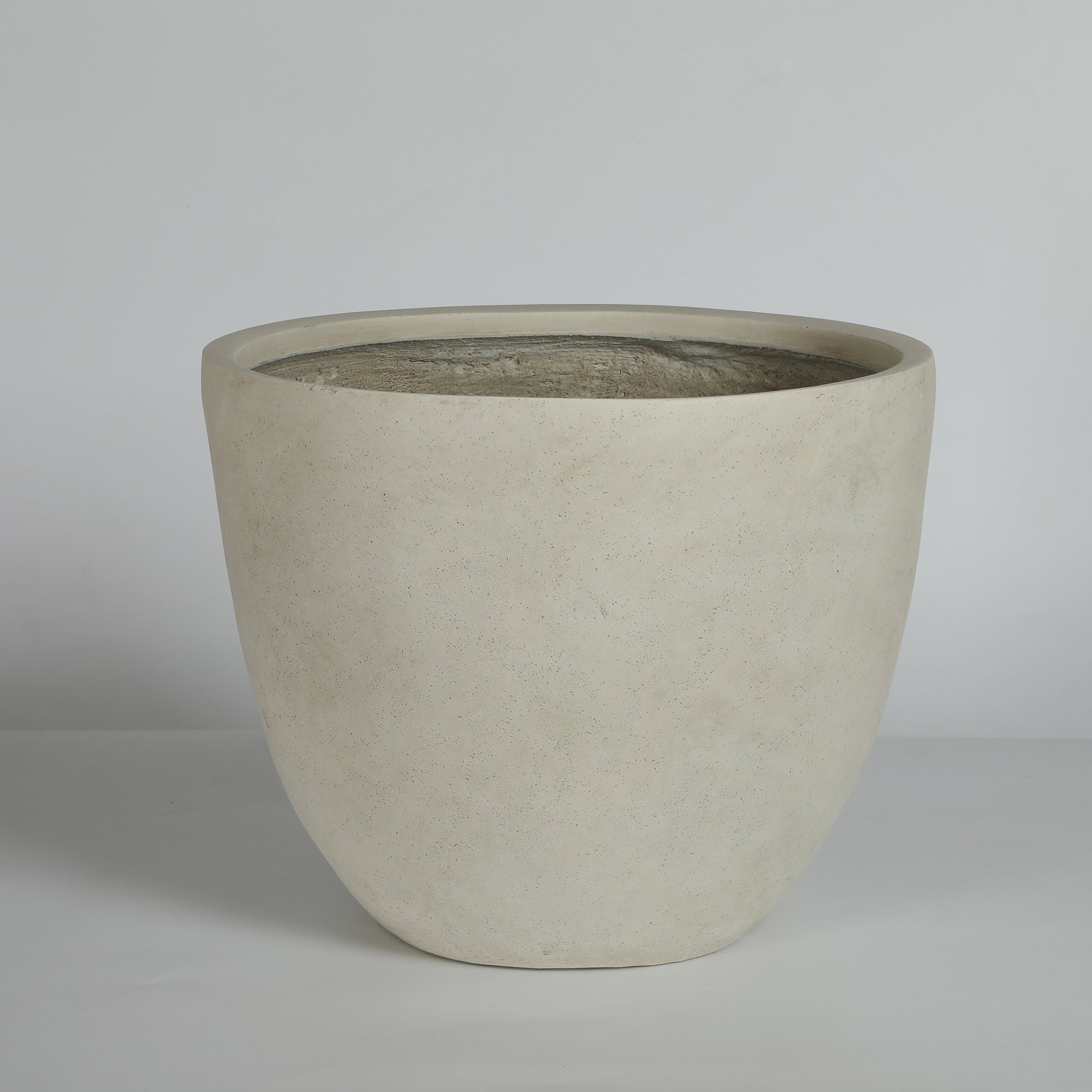 Round Concrete Planter Set of 2, Large Outdoor Indoor Handmade Rustic Decorative Planter Pots with Drainage Holes