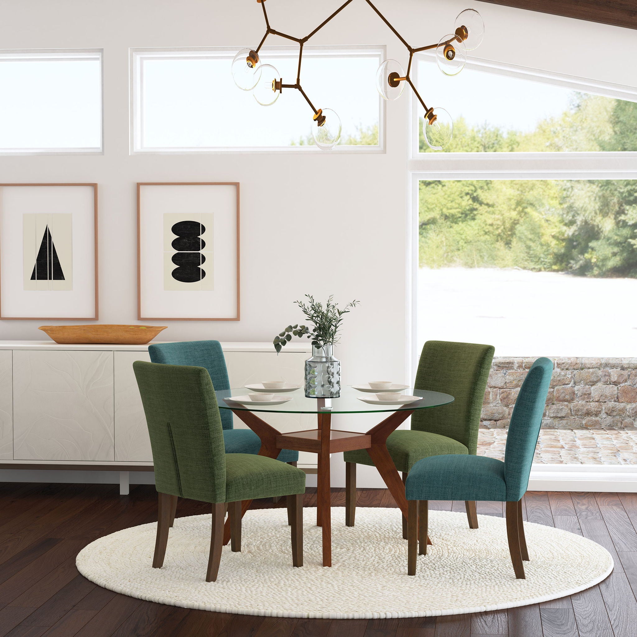 Luxe Upholstered Dining Side Chairs With Gently Curved Back (Set of 2)