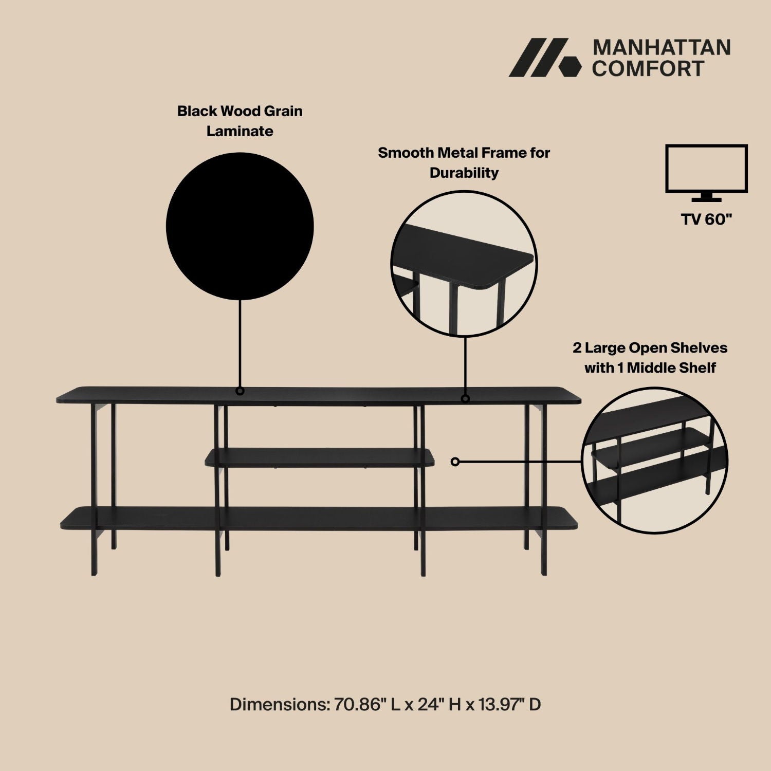 Celine - 3 Shelf Console Table