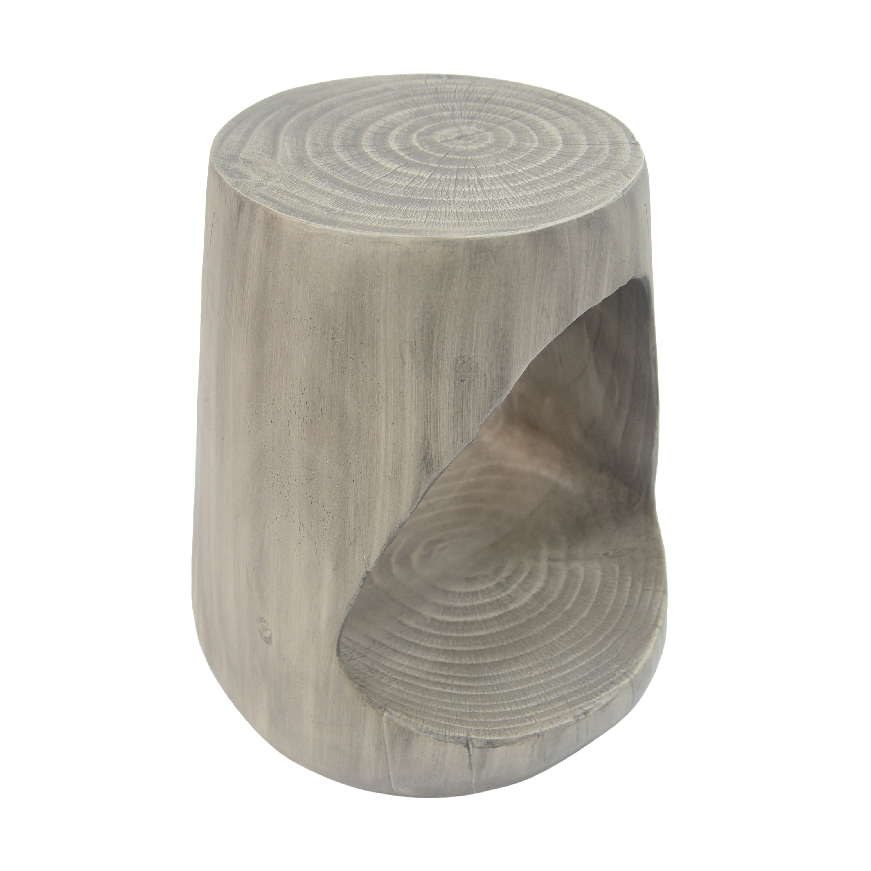 Hollow Side Table Wood-Like Texture Grey