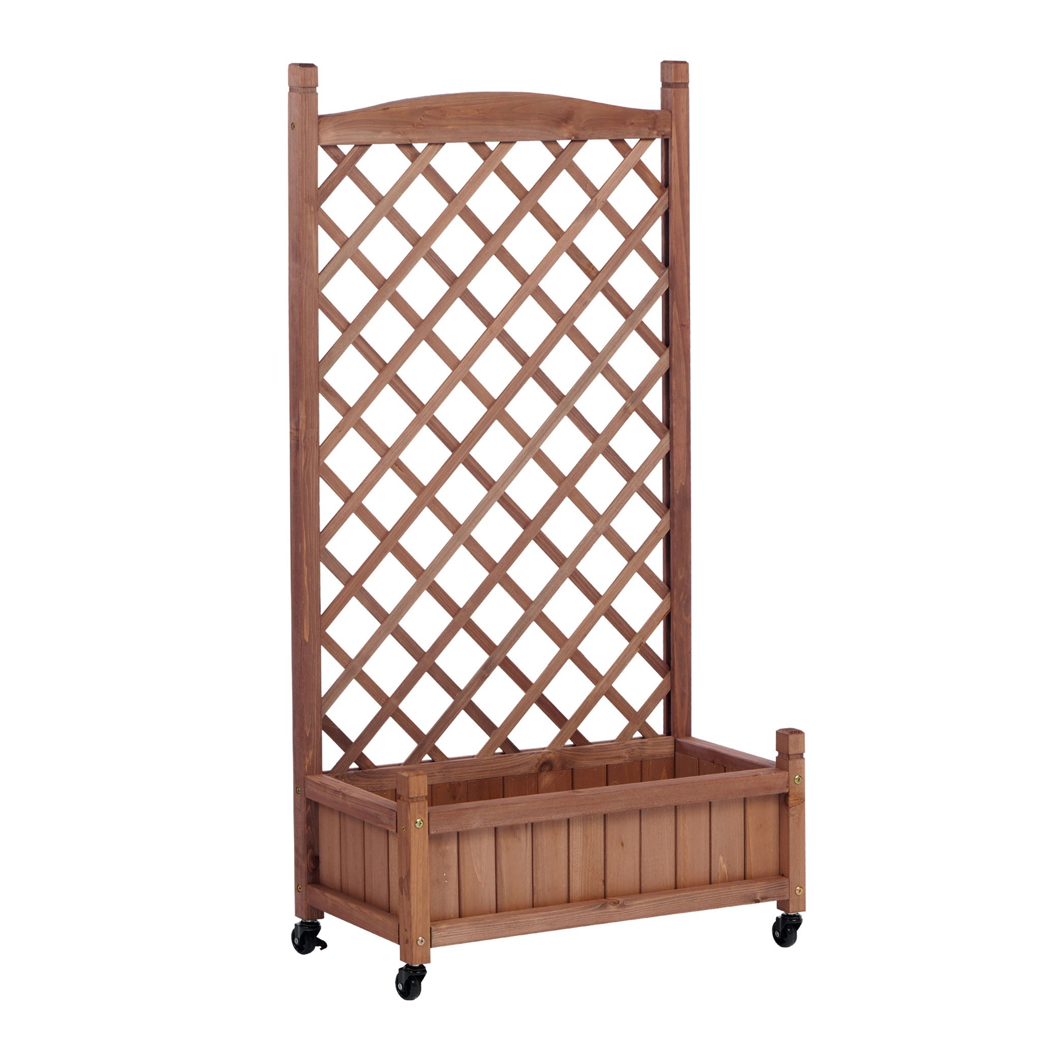 Raised Garden Bed With Trellis 2 Pack, Outdoor Planter Box & Plant Stand With Climbing Racks - Brown