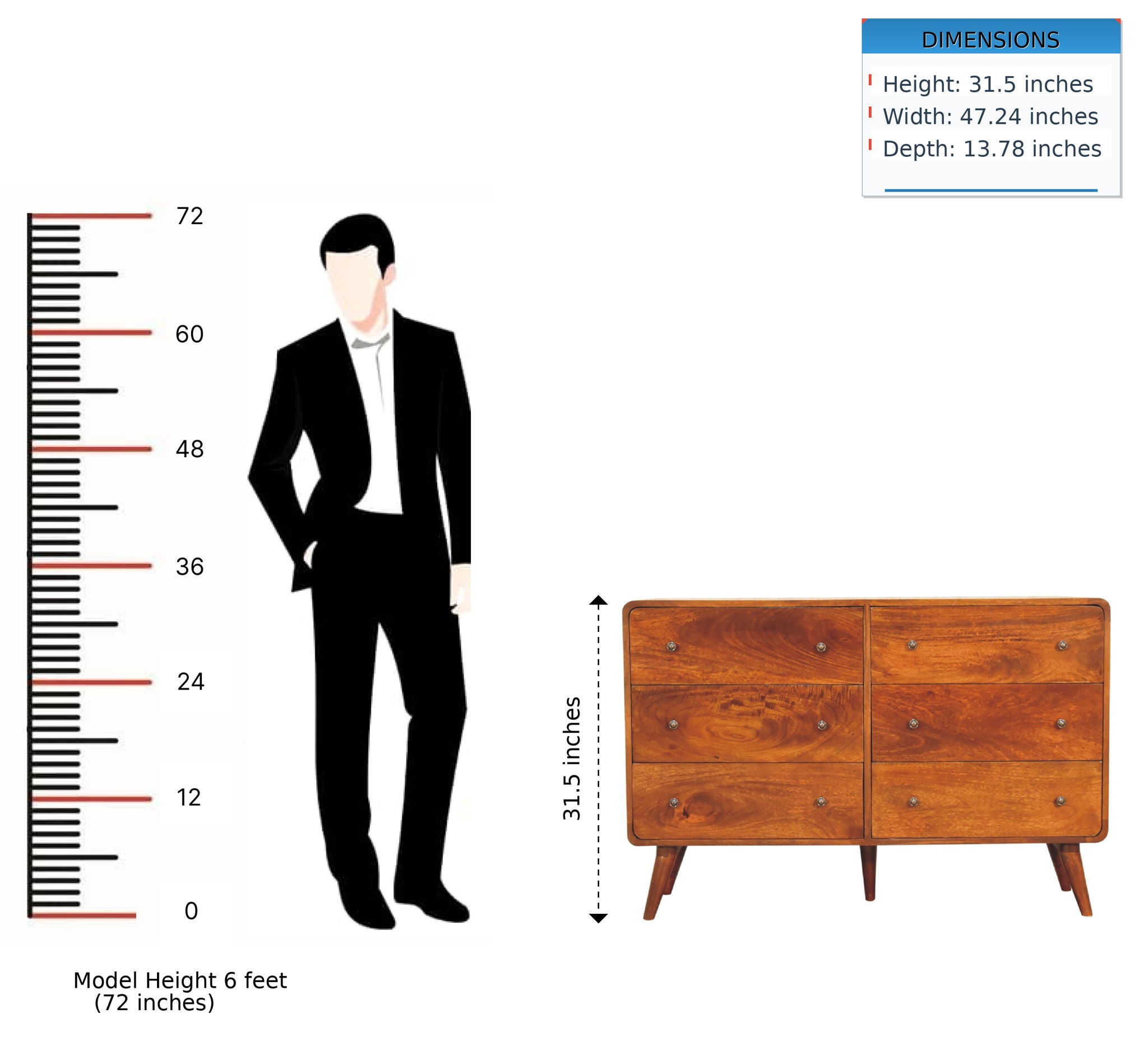 Large Curved Chest - Chestnut