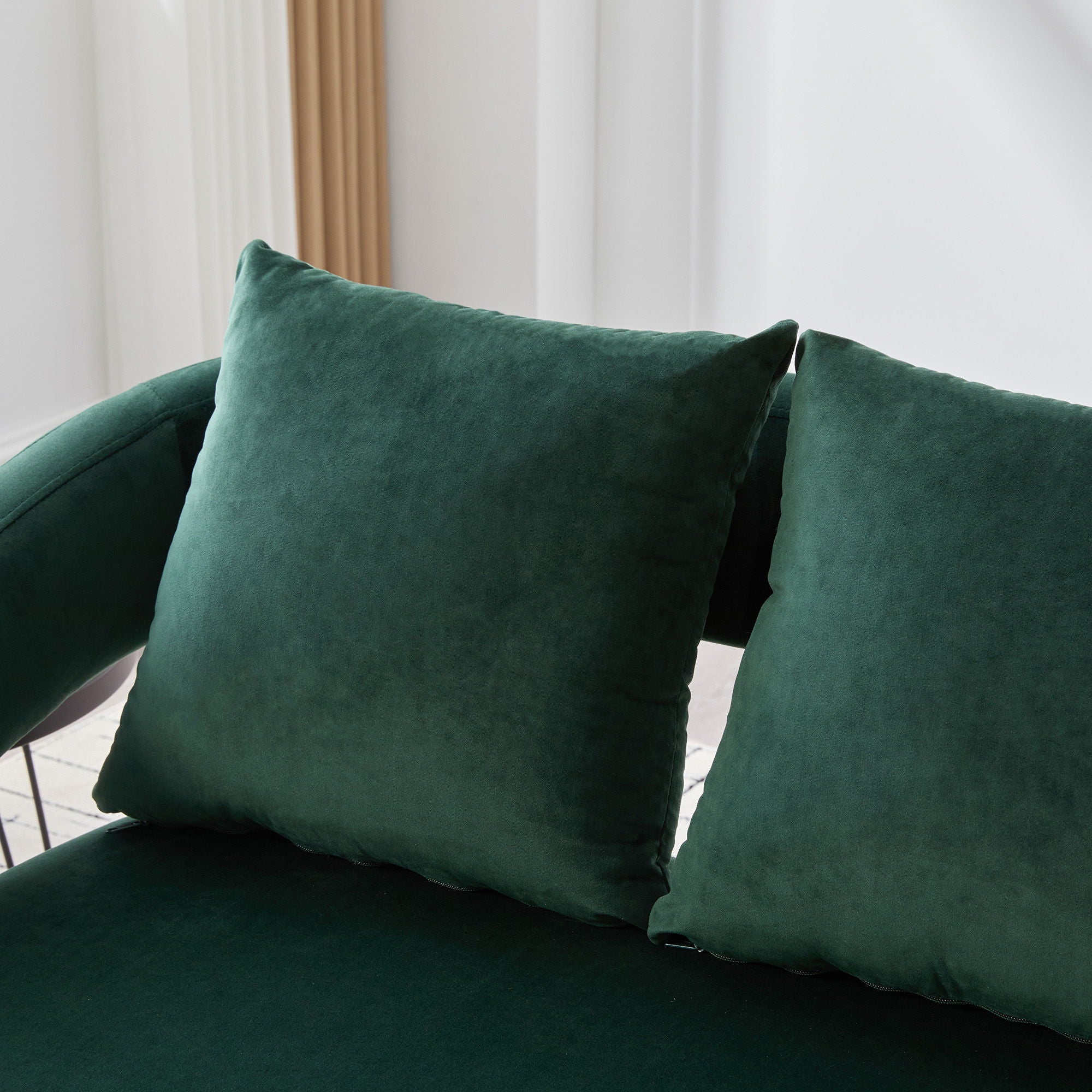Open Back Loveseat Settee With 3 Pillows - Green