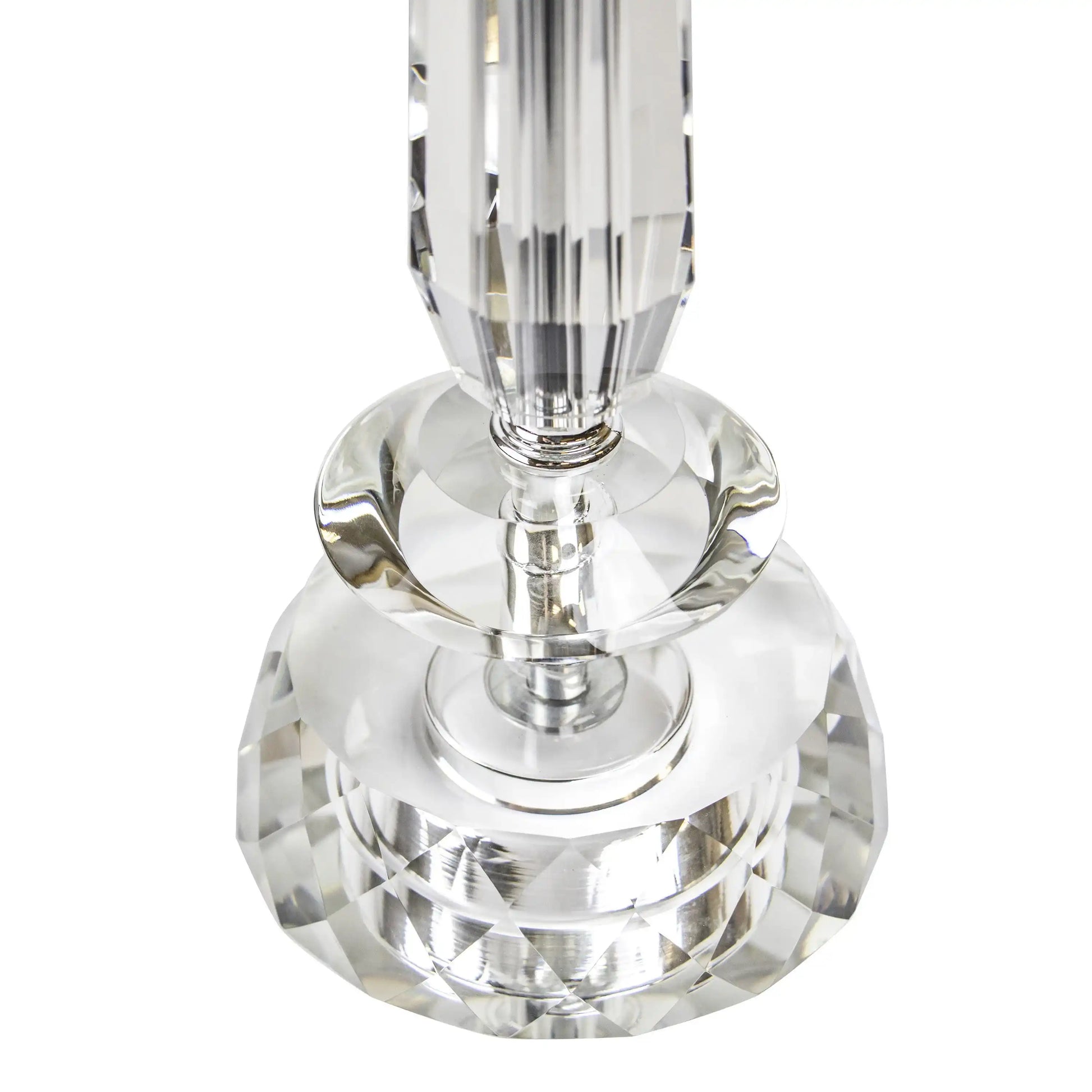 Karat - Contemporary Crystal Table Lamp (Set of 2) - Clear Crystal / Chrome / White Softback - Best Buy Furniture