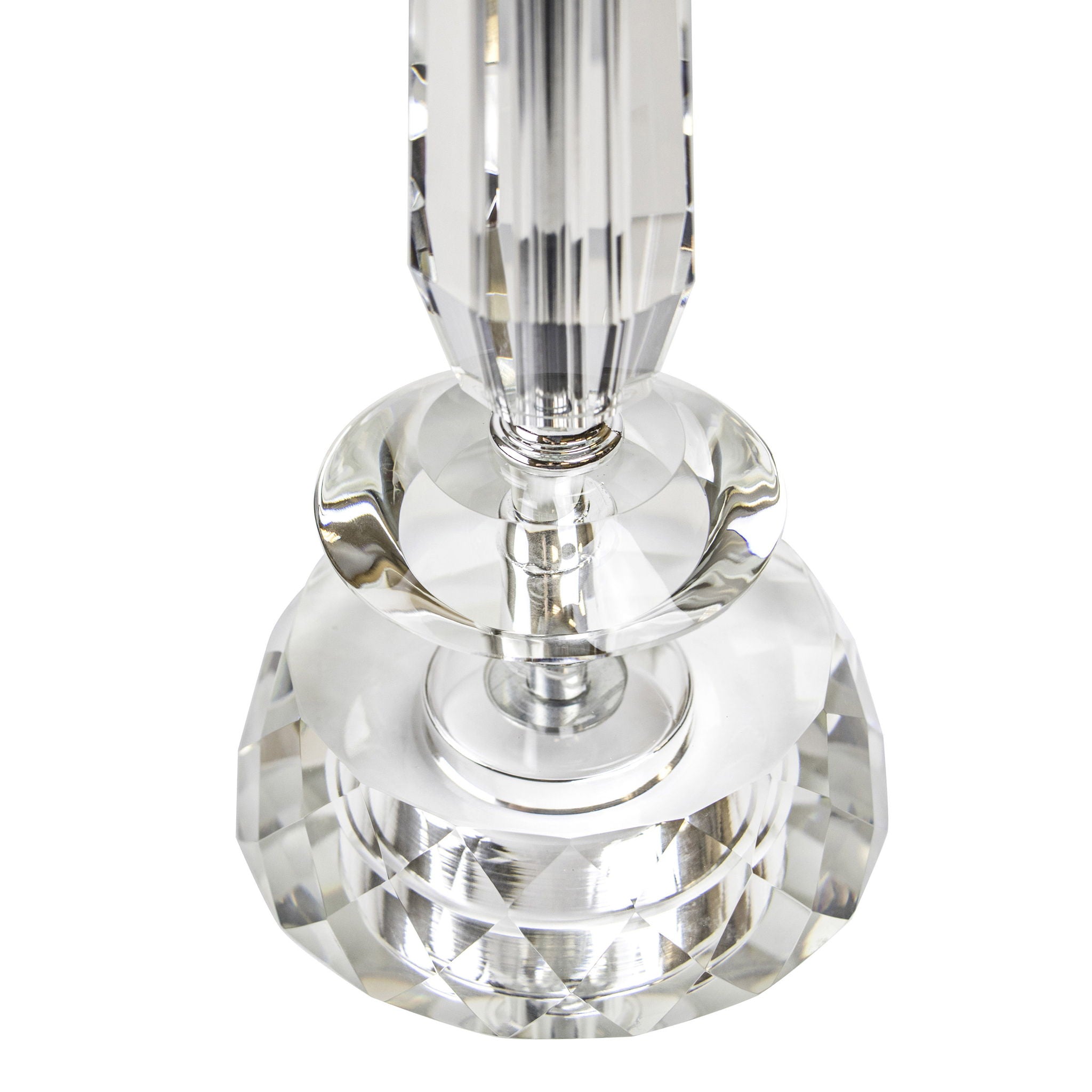 Karat - Contemporary Crystal Table Lamp (Set of 2) - Clear Crystal / Chrome / White Softback - Best Buy Furniture