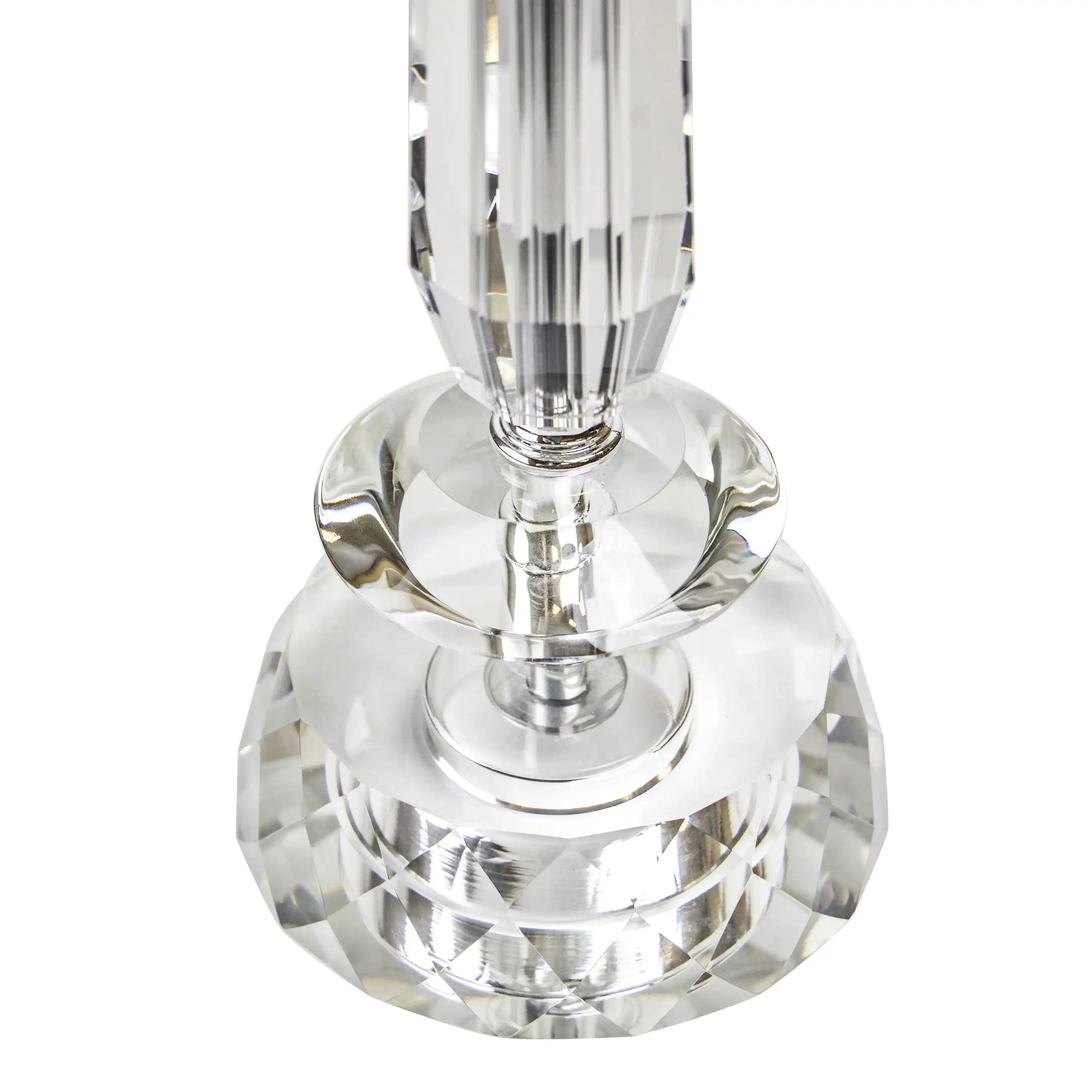 Karat - Contemporary Crystal Table Lamp (Set of 2) - Clear Crystal / Chrome / White Softback - Best Buy Furniture