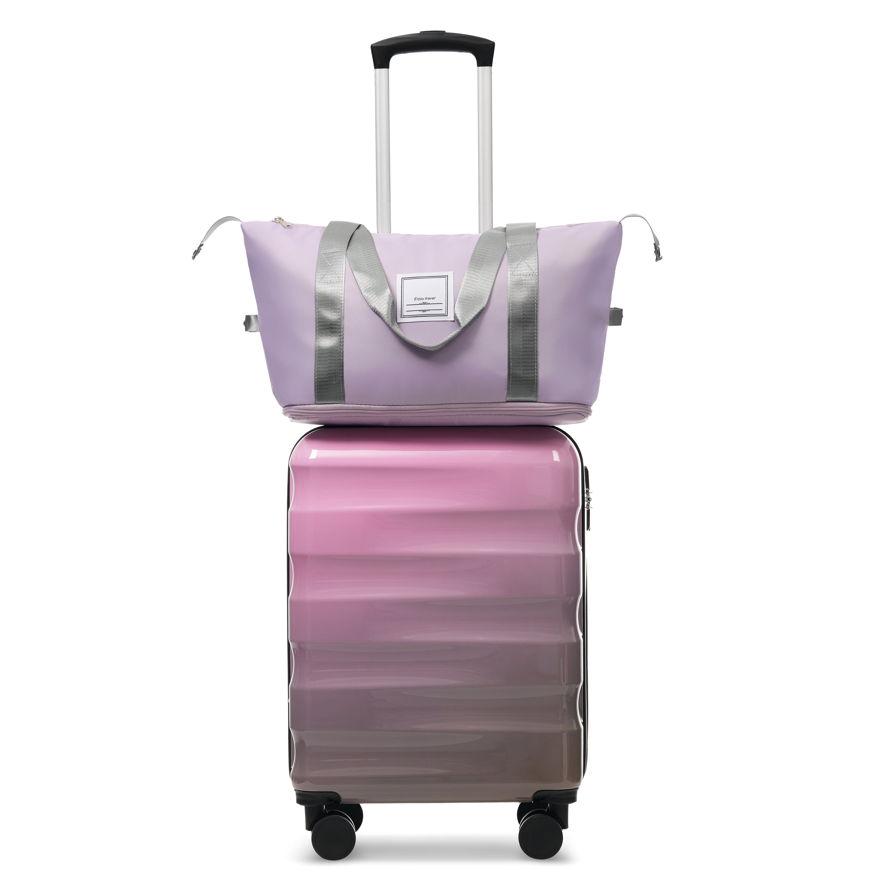 20-Inch Carry-On Suitcase with Dual Wheels and Water Bottle Holder