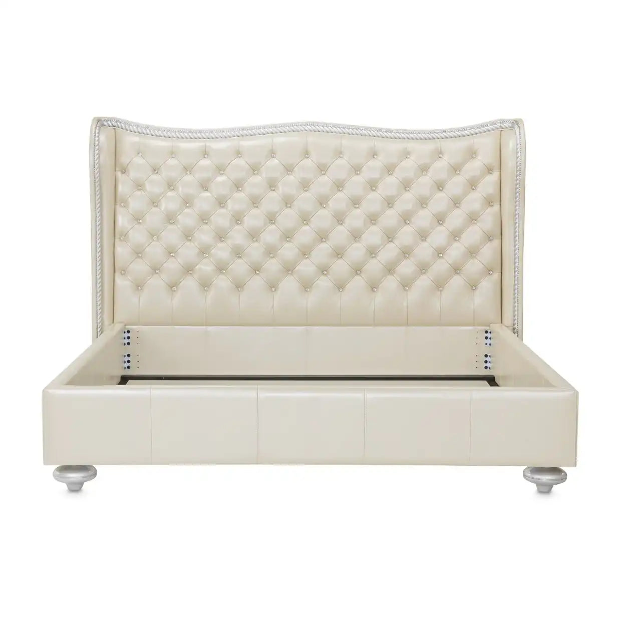 Hollywood Swank - California King Upholstered Bed - Creamy Pearl