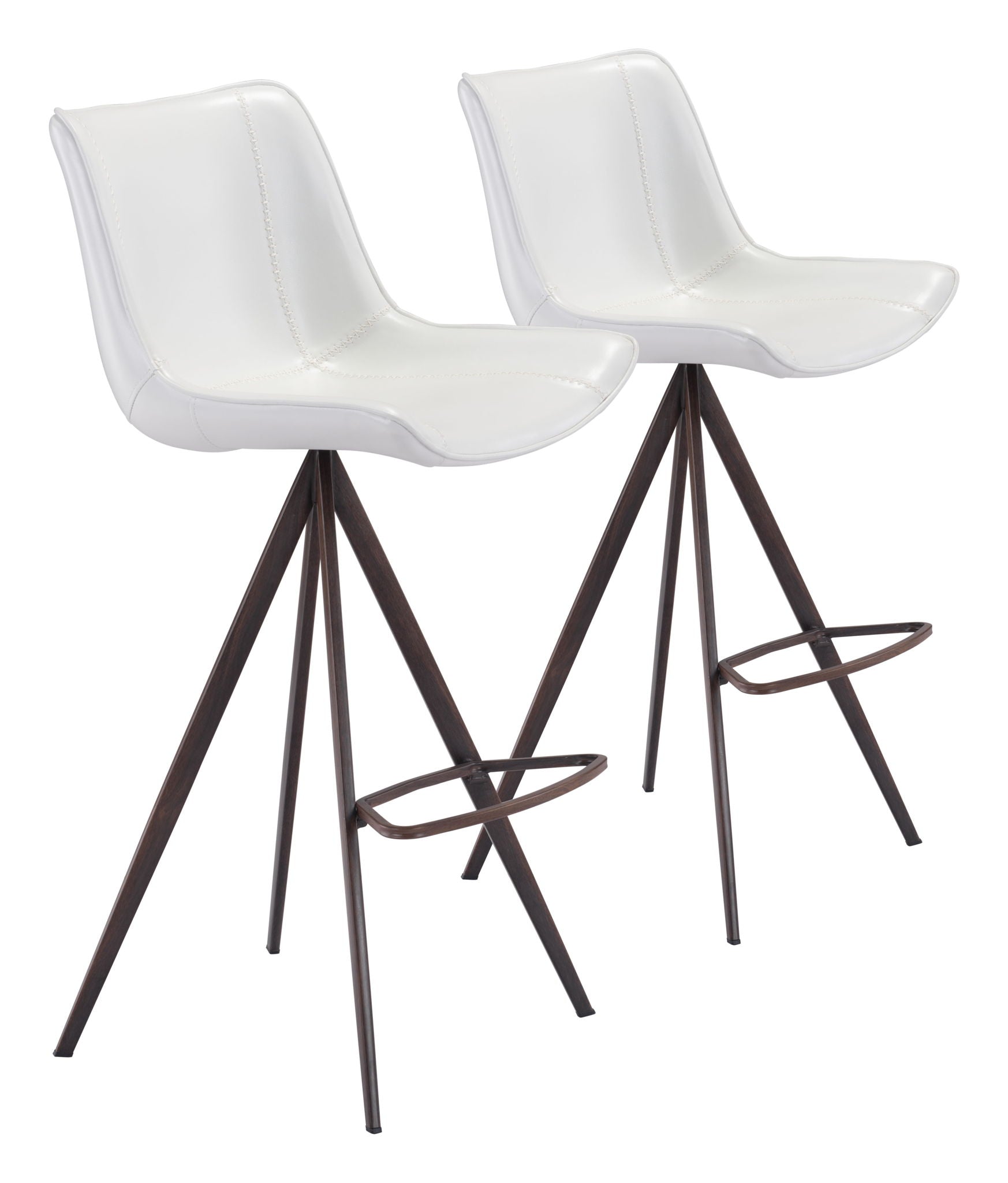 Aki - Bar Chair (Set of 2) - White & Walnut
