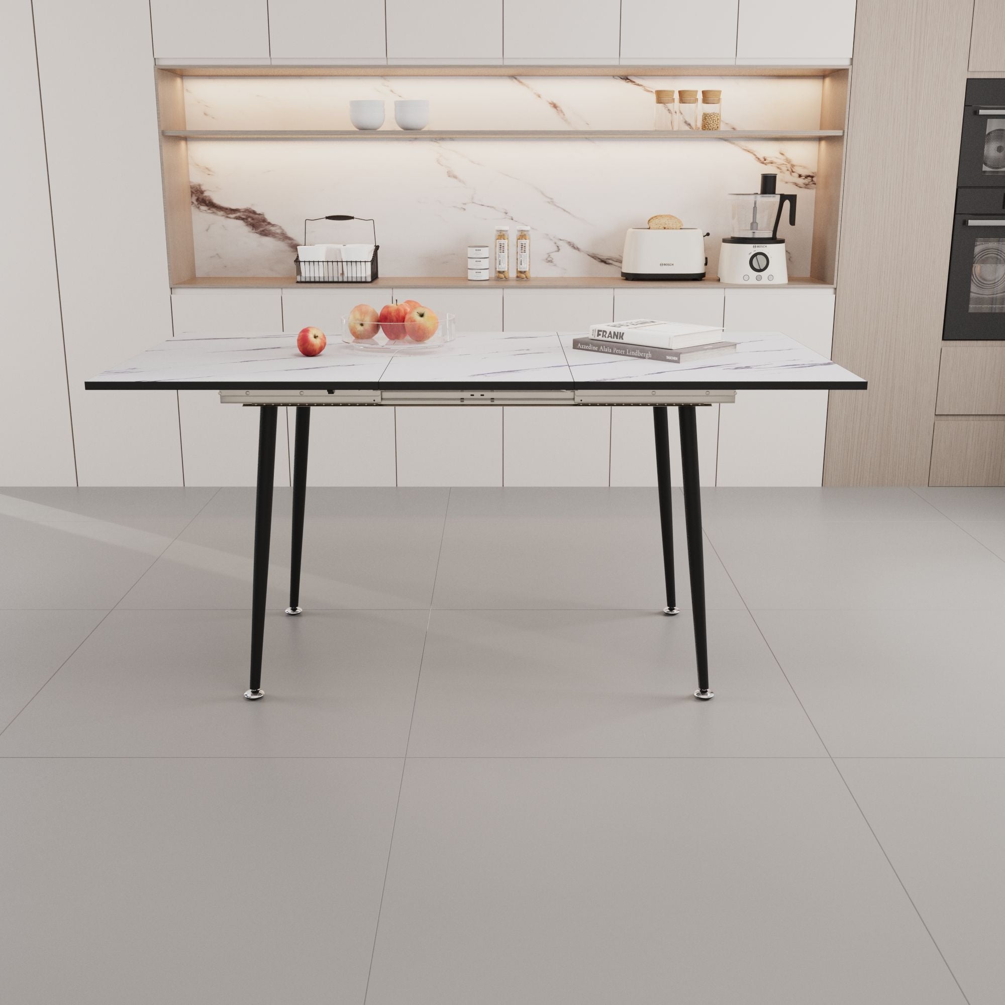 Modern Extendable Dining Table And Chair Set For 2 - 6 People