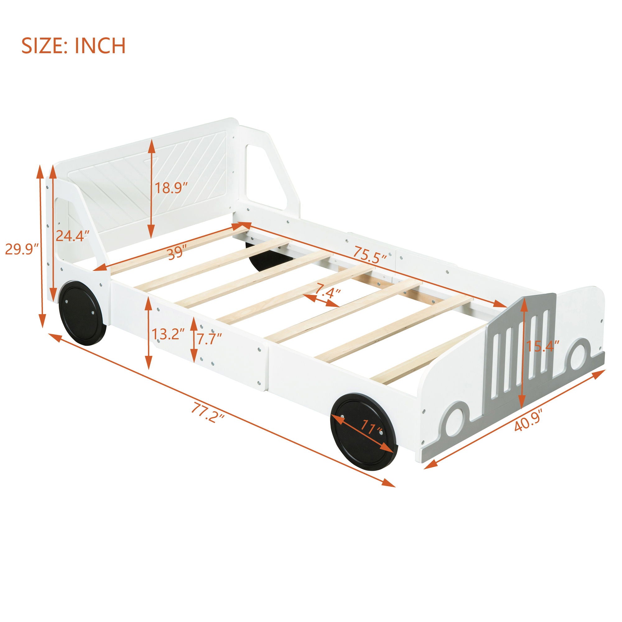Car Shaped Platform Bed With Wheels