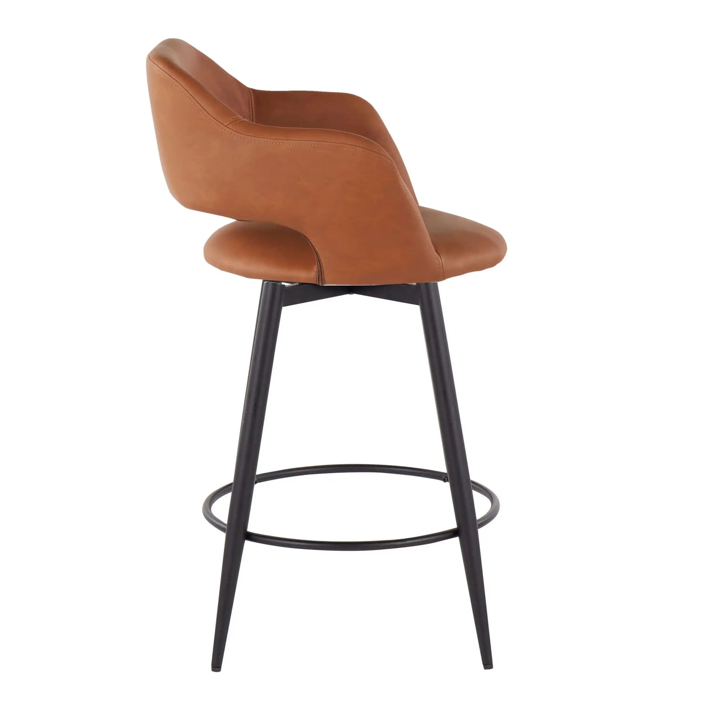 Margarite - Contemporary Fixed Height Counter Stool With Swivel With Round Footrest (Set of 2) - Best Buy Furniture