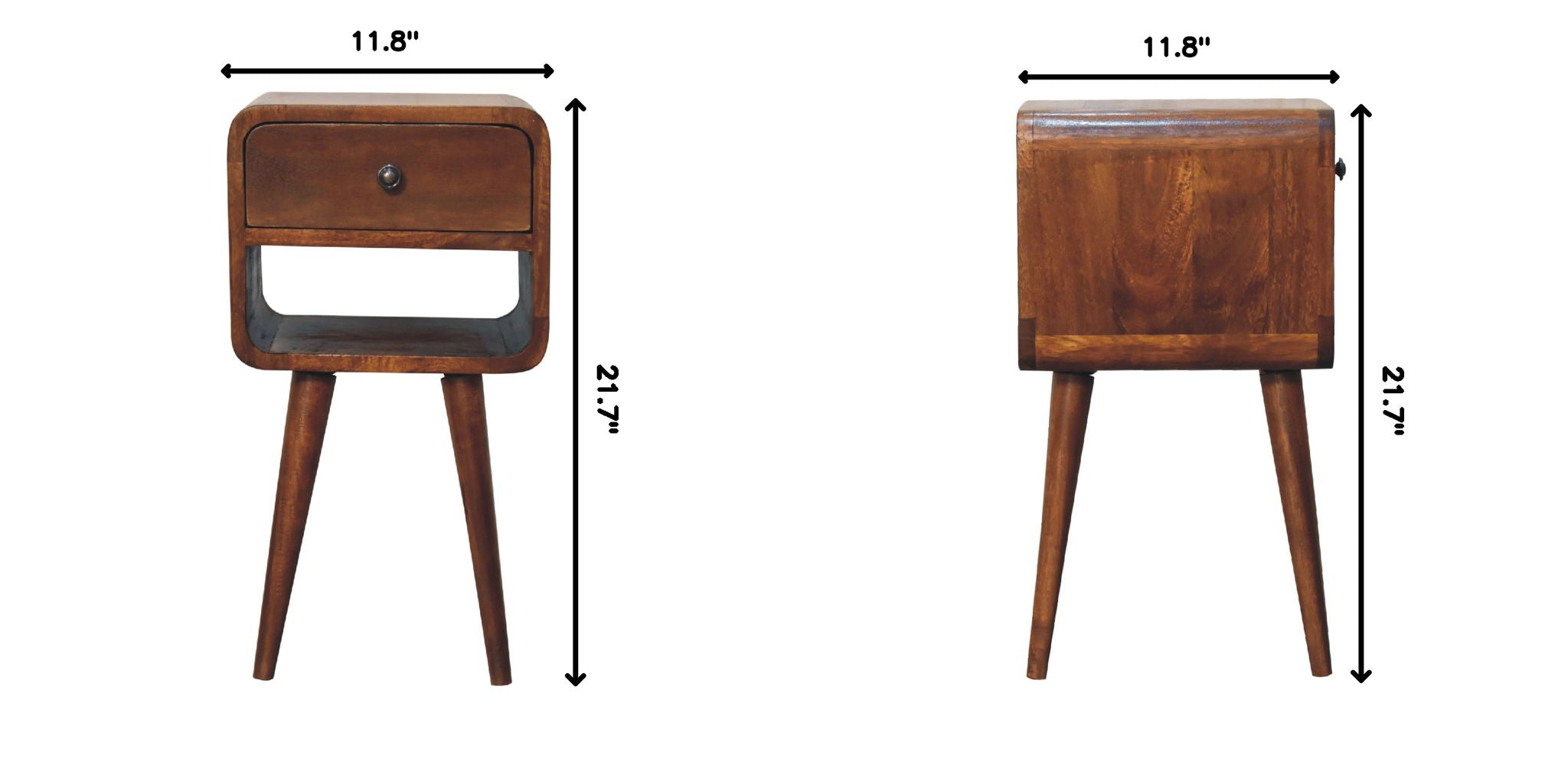 Mini Chestnut Curve Lower Bedside Nifhtstand - Best Buy Furniture