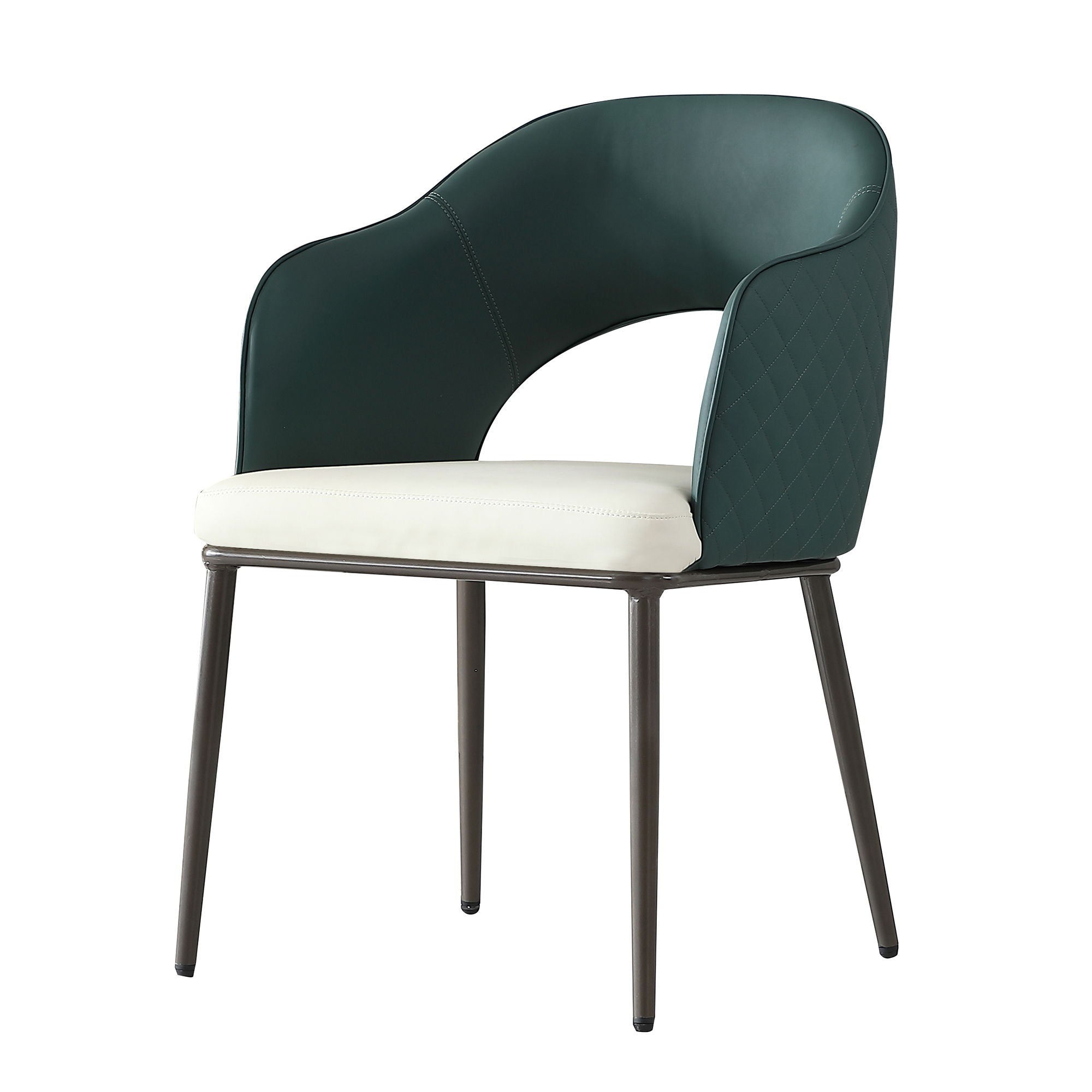 Dining Chairs, Modern Faux Leather Dining Metal Legs (Set of 2) - Green