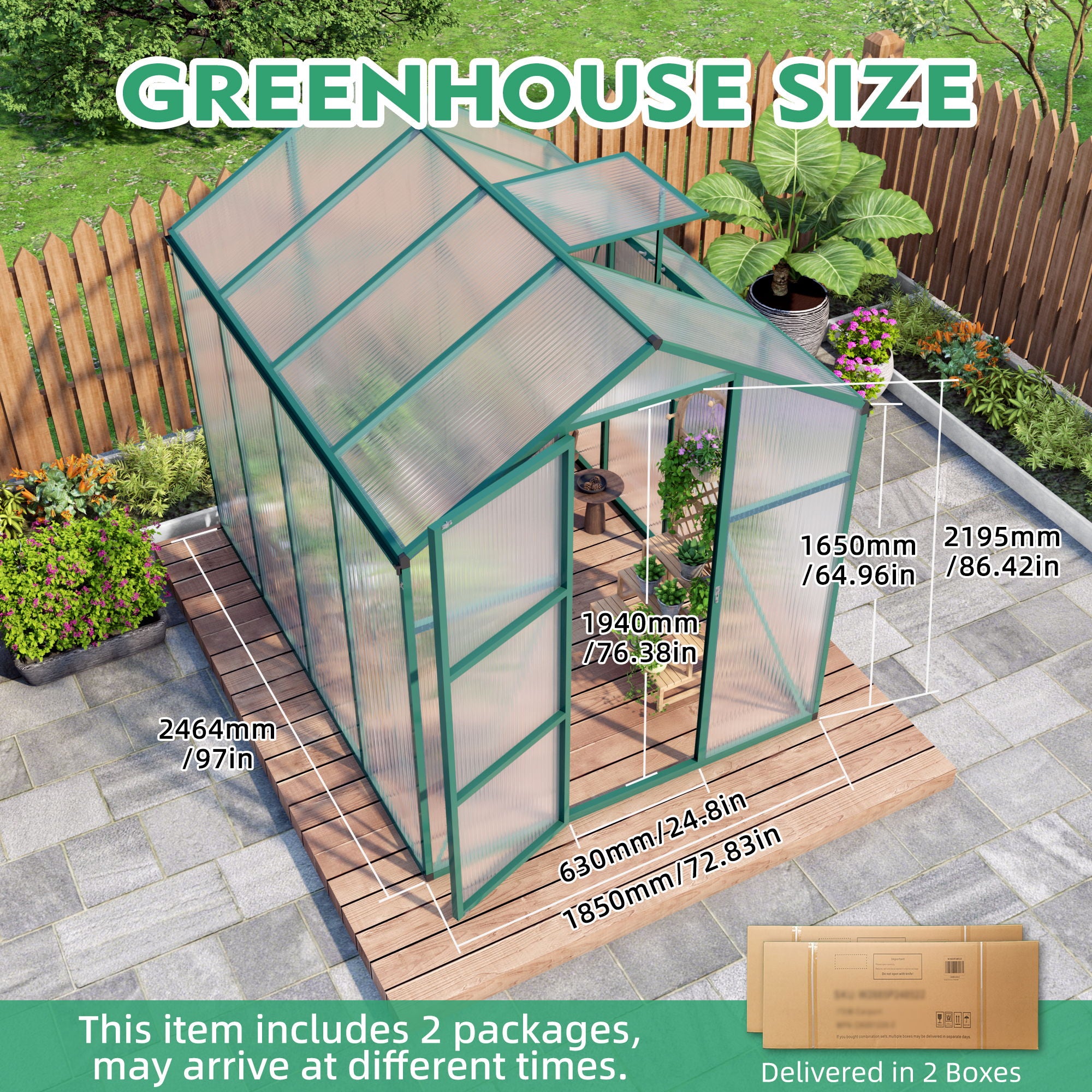 Polycarbonate Walk-In Greenhouse, Raised Base For Outdoor In All Season - Best Buy Furniture