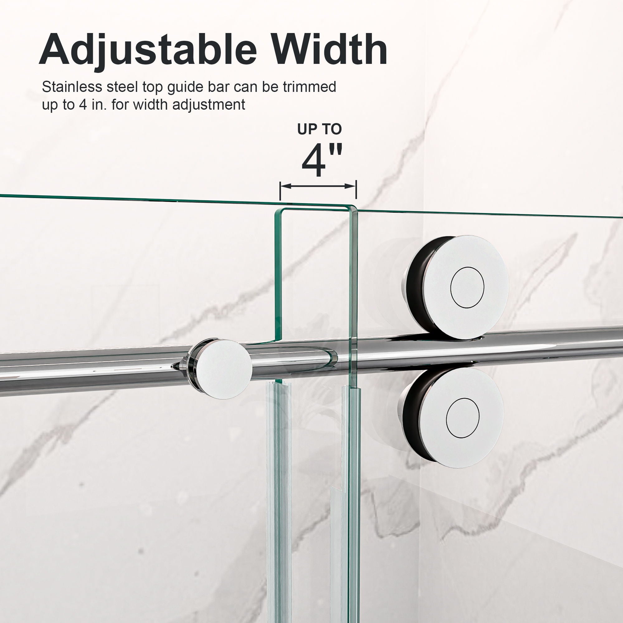 Frameless Single Sliding Shower Door With Clear Tempered Glass