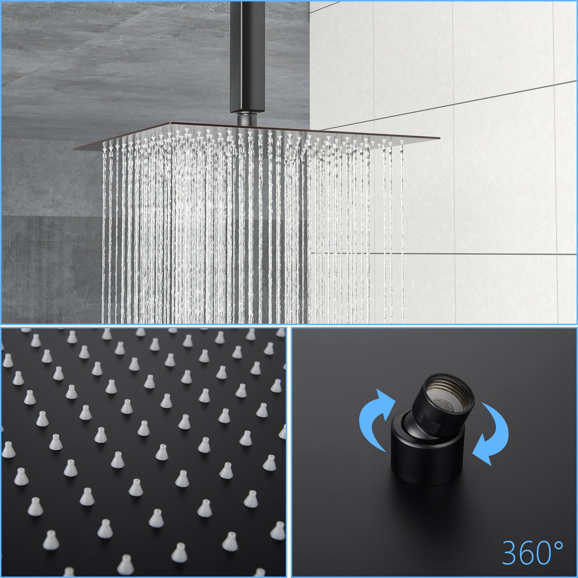10" Square Rainfall Shower Head With Silicone Nozzle - Oil-Rubbed Bronze - Best Buy Furniture
