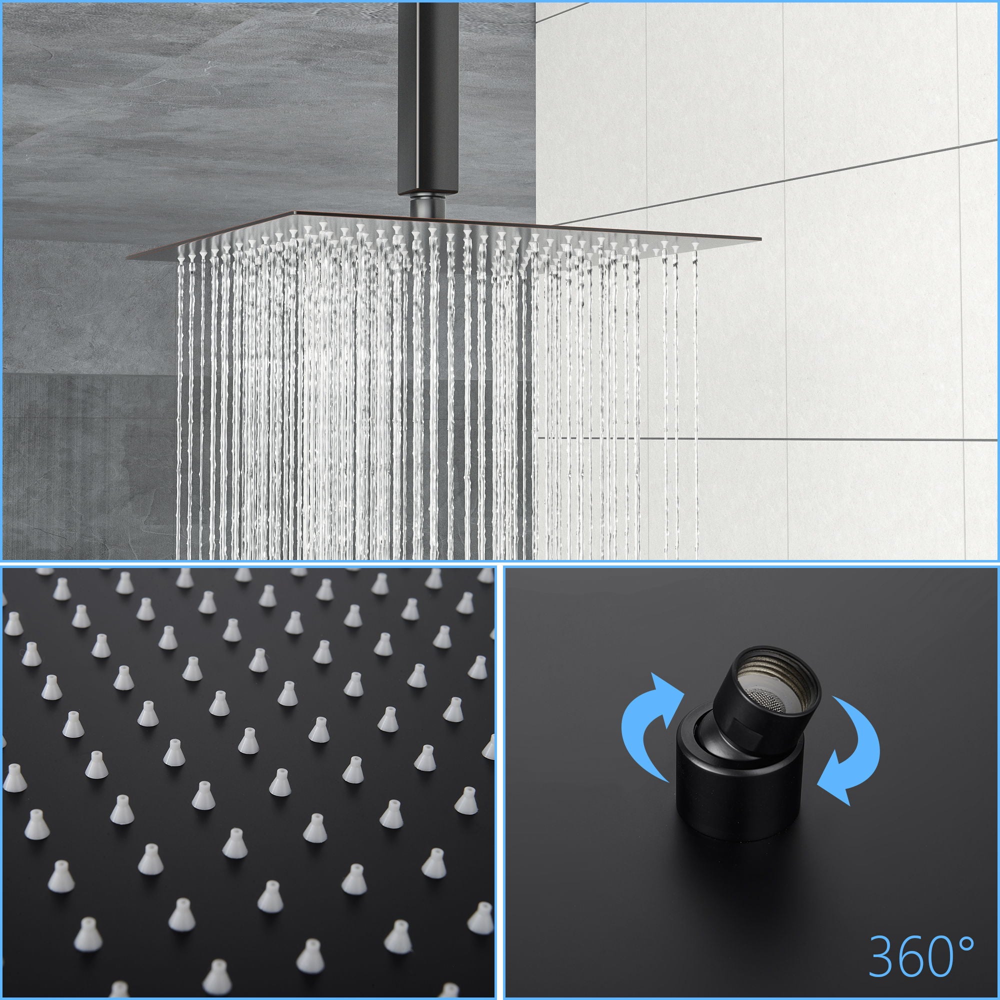 10" Square Rainfall Shower Head With Silicone Nozzle - Oil-Rubbed Bronze - Best Buy Furniture