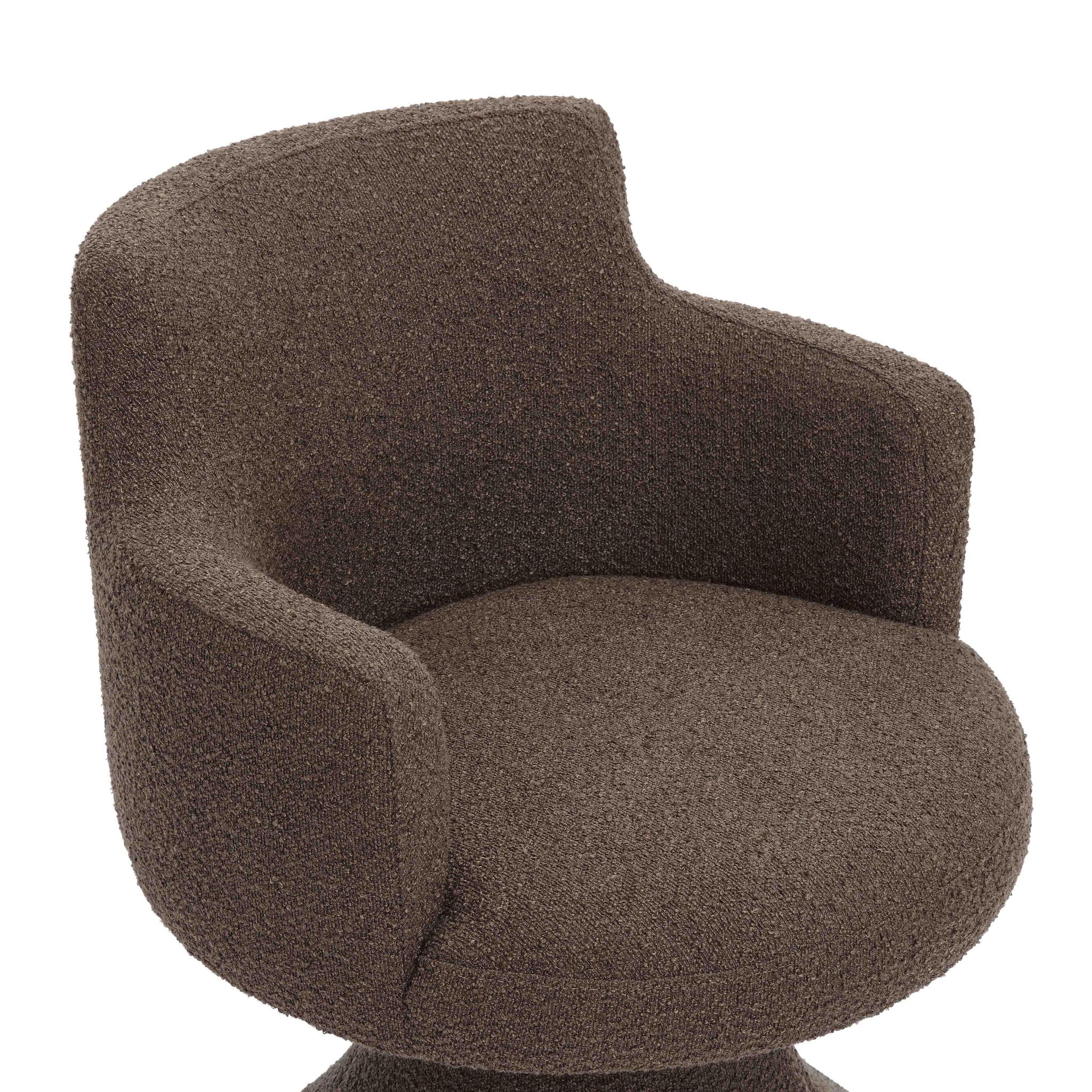 Jeffree - Performance Boucle Swivel Dining Chair - Chocolate Brown