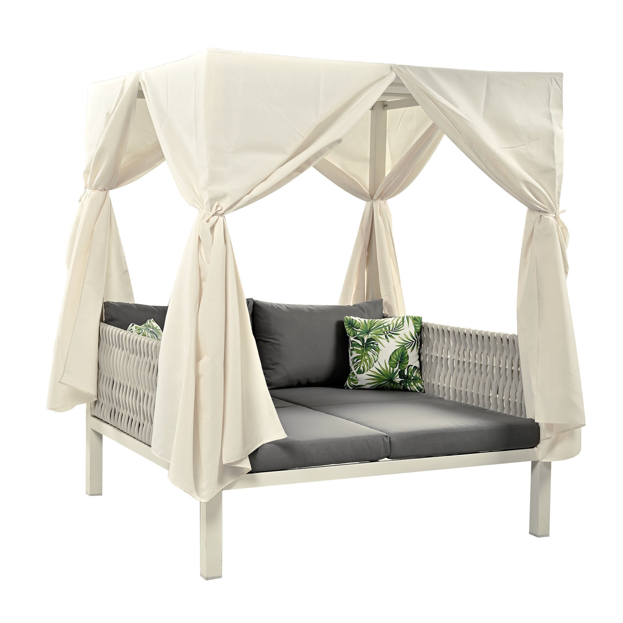 U_Style Outdoor Patio Sunbed with Curtains