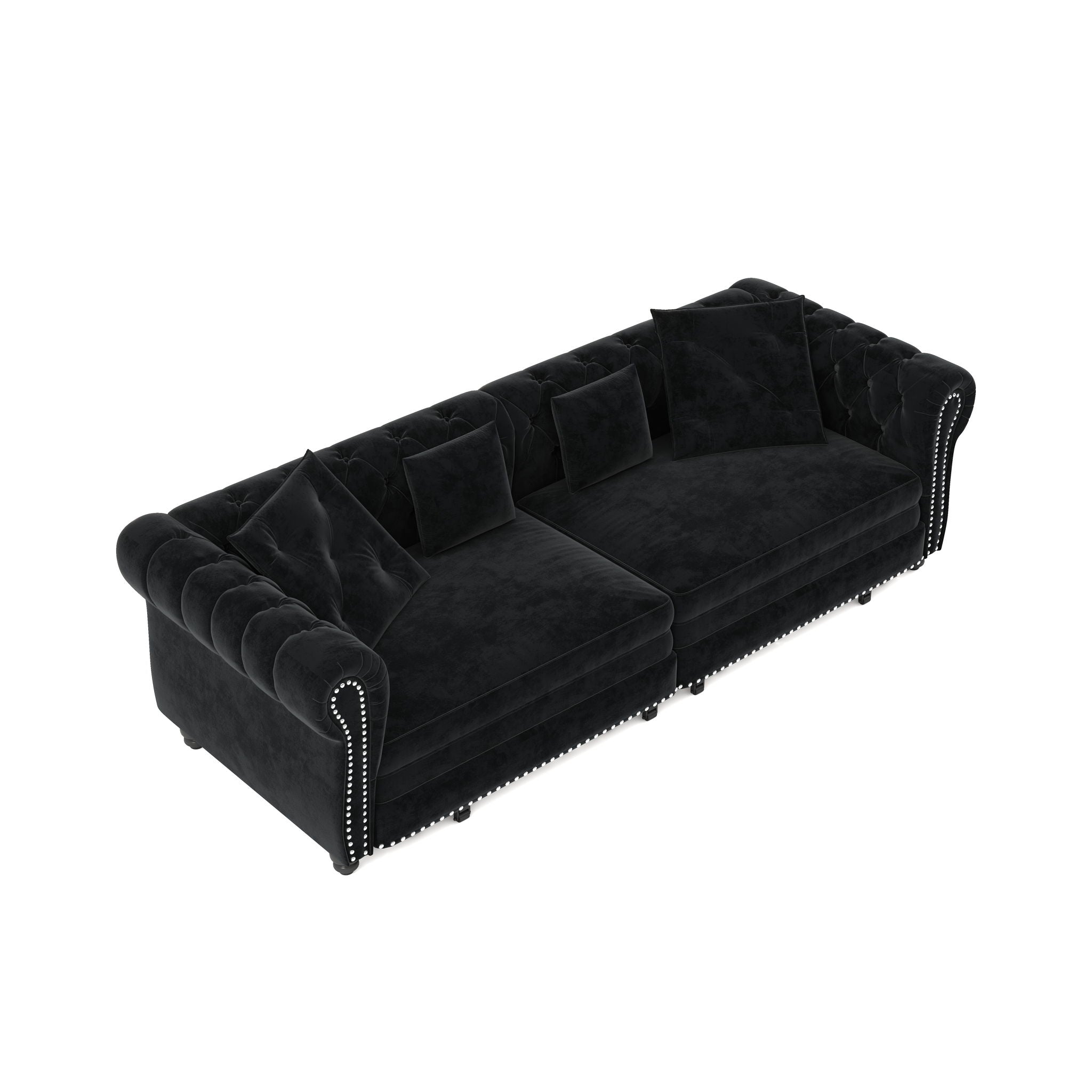 3 In 1 Pull Out Sofa Bed, Convertible Sleeper Sofa Bed, 3 Seater Sofa With Movable Ottoman - Black